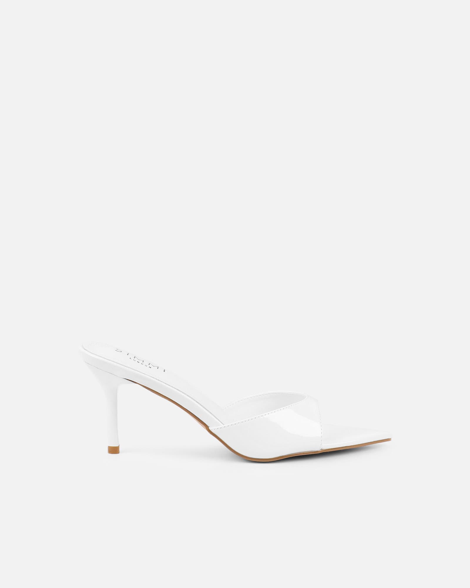 Jerez White Patent Peep Toe Heeled Sandals | SIMMI London