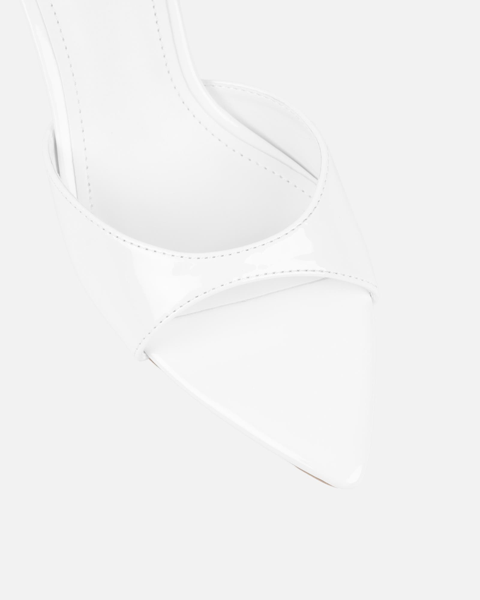 Jerez White Patent Peep Toe Heeled Sandals | SIMMI London