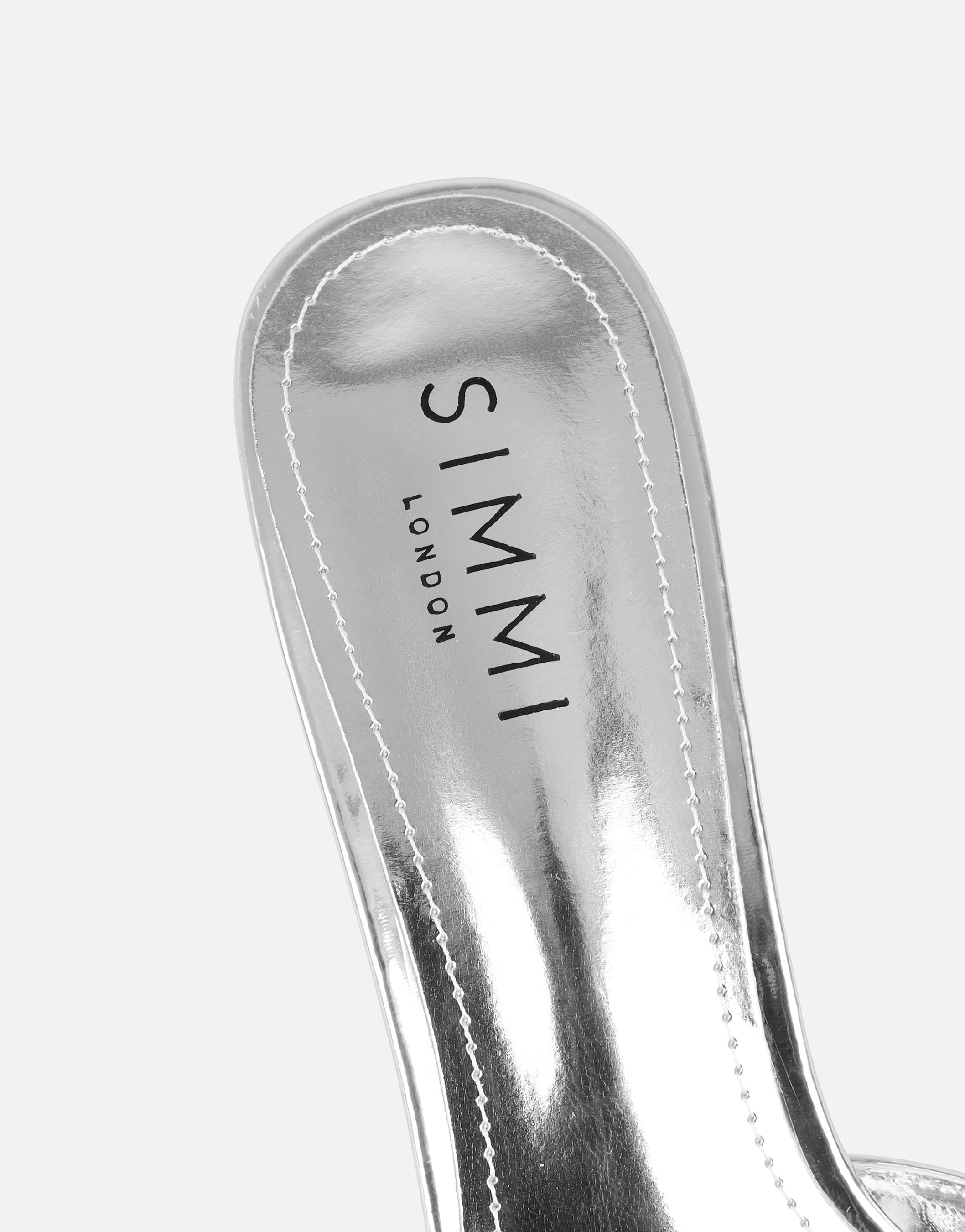 Jerez Silver Mirror Peep Toe Heeled Sandals | SIMMI London