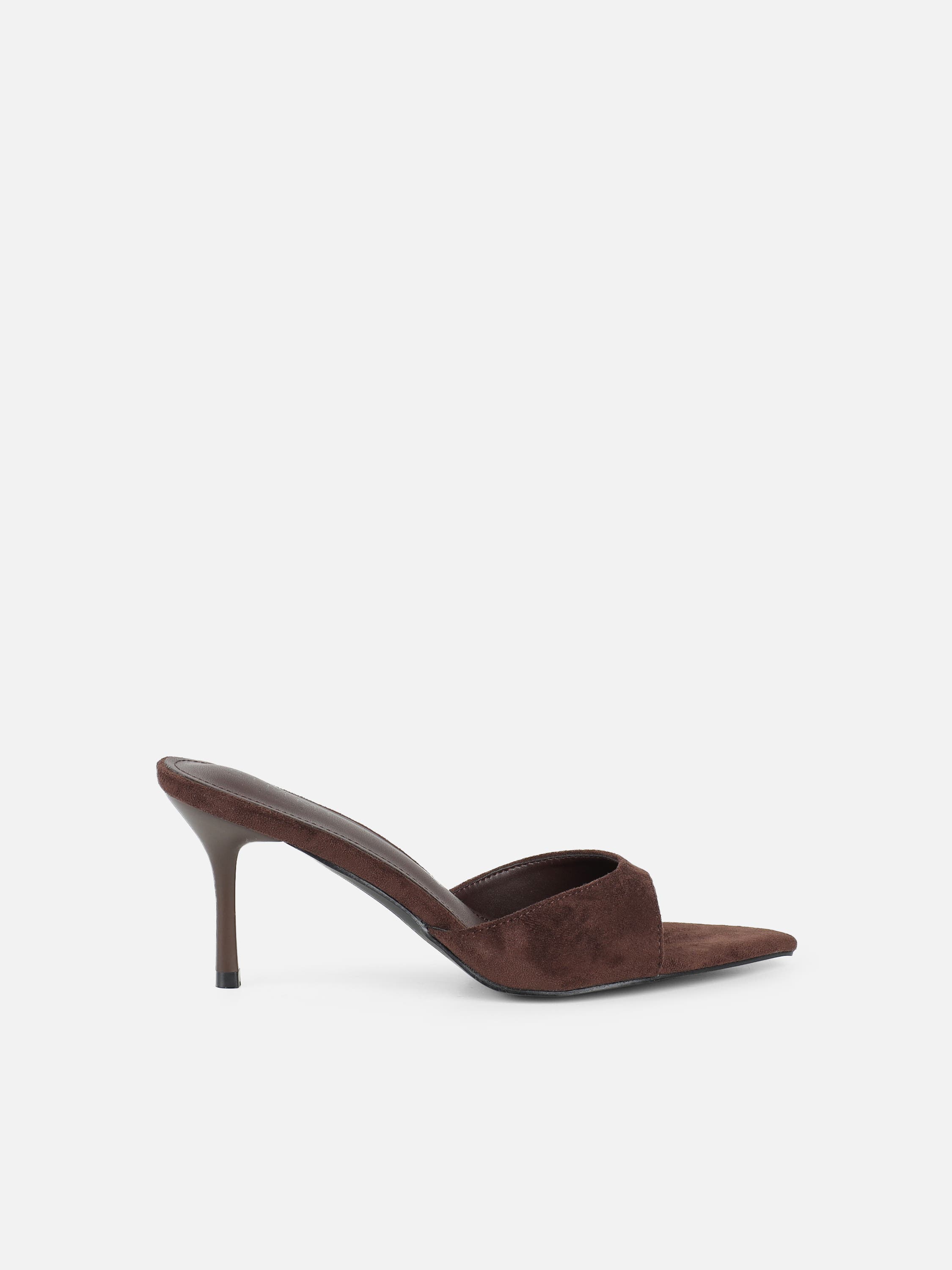 Silvia Brown Suede Peep Toe Heeled Sandals | SIMMI London
