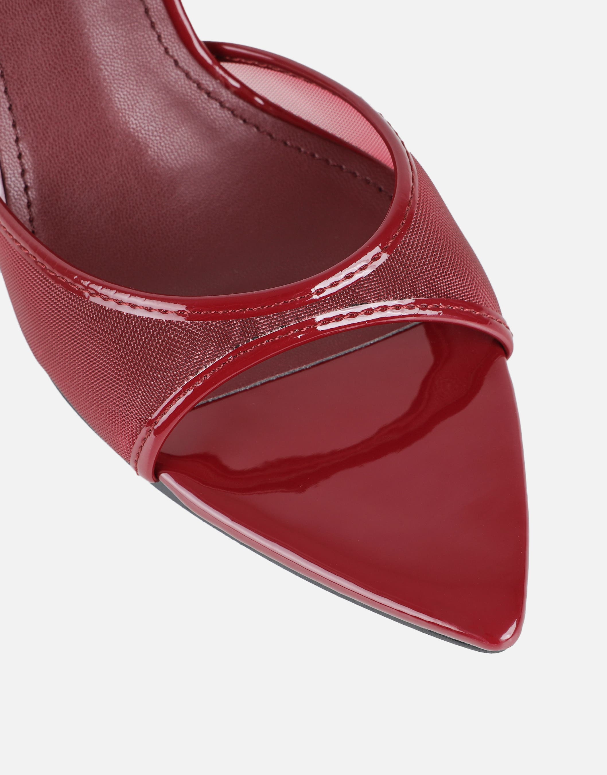 Lauri Burgundy Mesh Peep Toe Heeled Sandals | SIMMI London