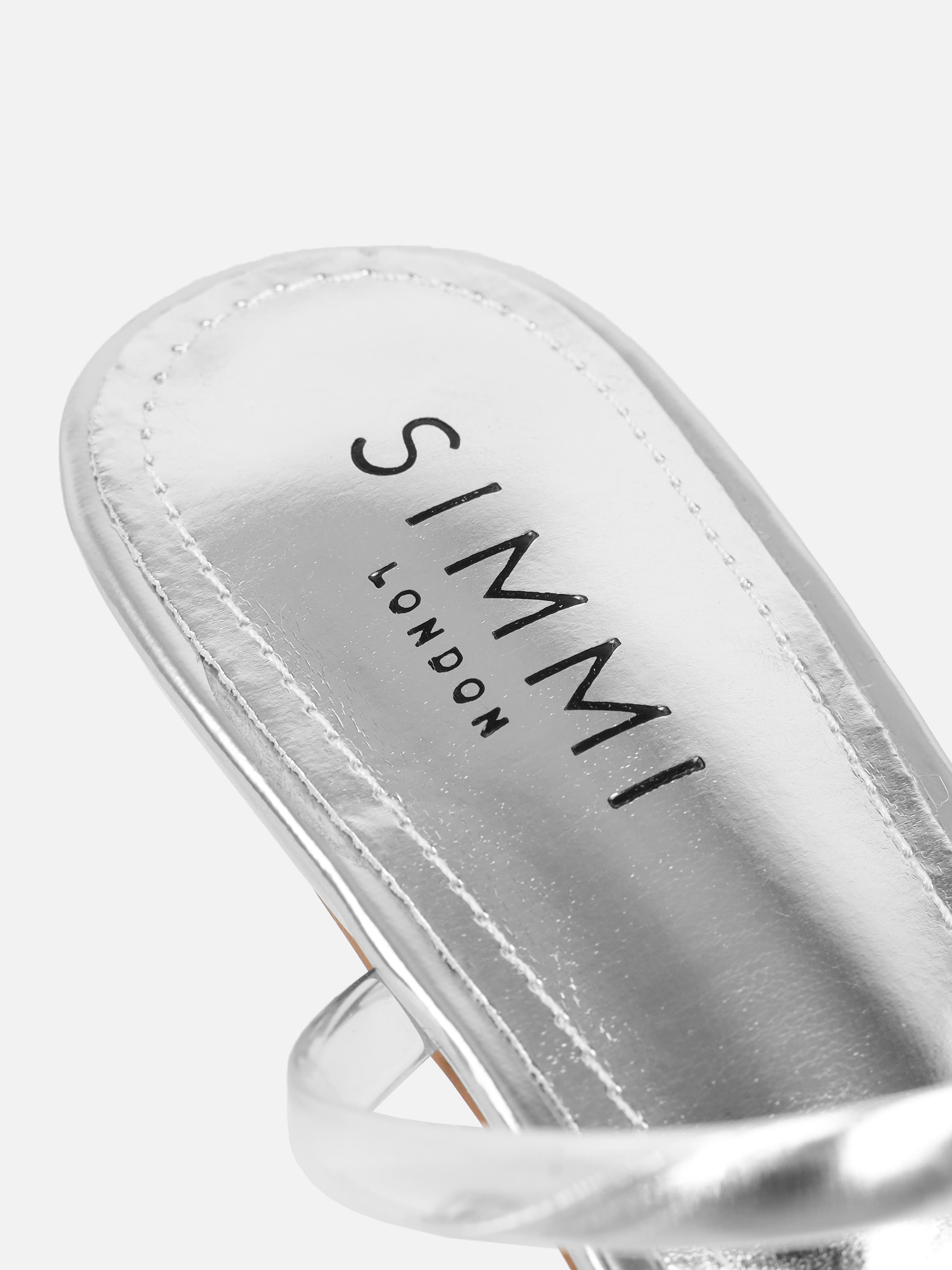 Isha Silver Metallic Diamante Mules | SIMMI London