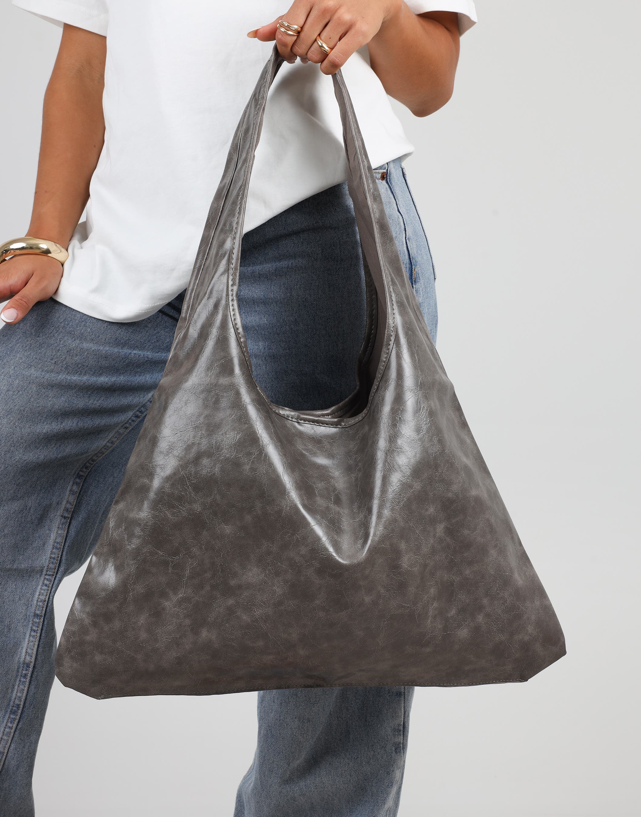 Kristy Vintage Grey Shoulder Bag | SIMMI London