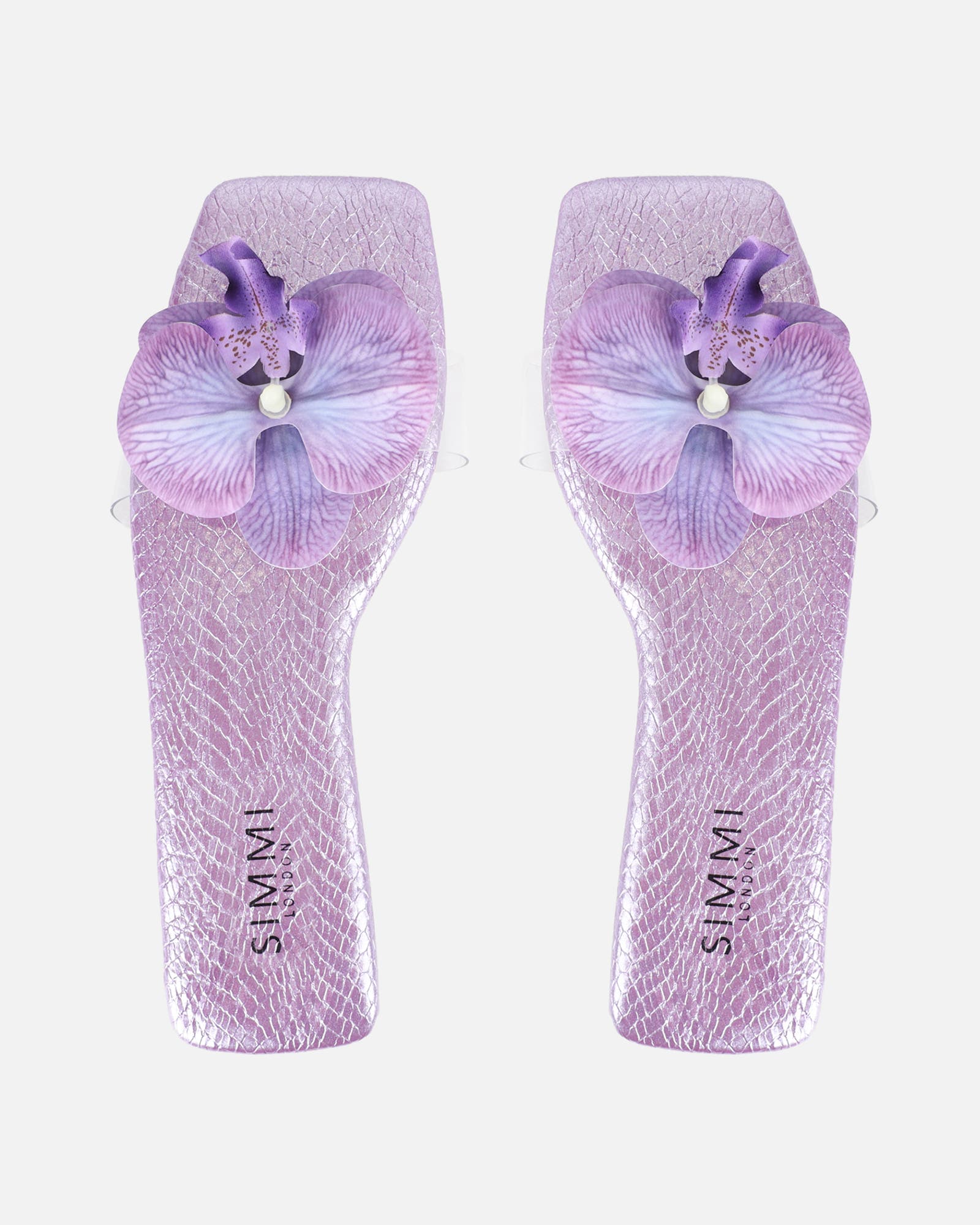 Pina Lilac Snake Flower Slip on Flats | SIMMI London