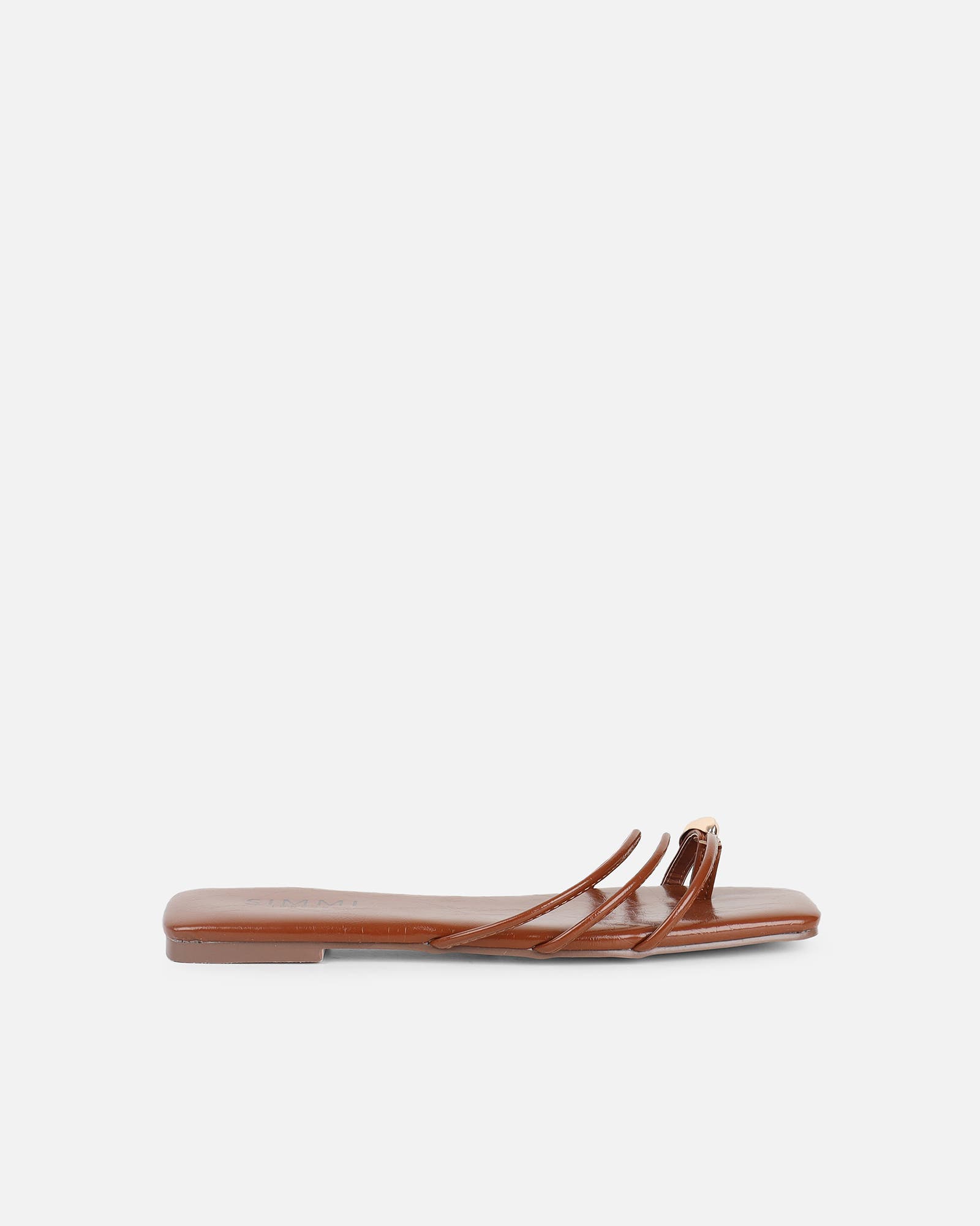 Porto Tan Gold Toe Detail Sandals | SIMMI London