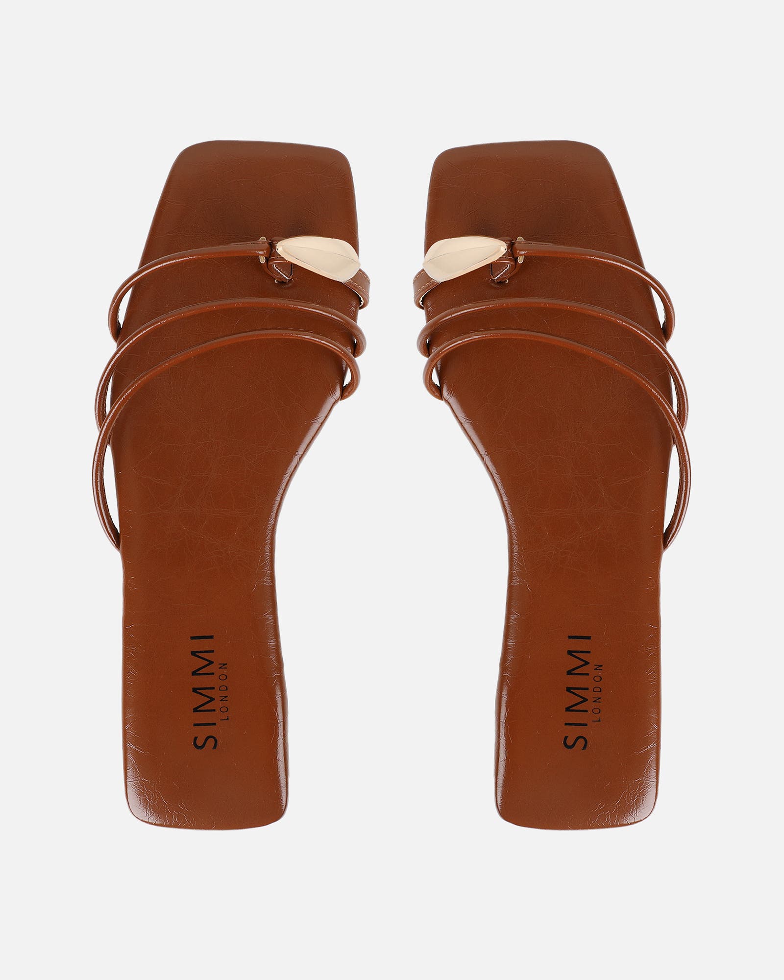 Porto Tan Gold Toe Detail Sandals | SIMMI London