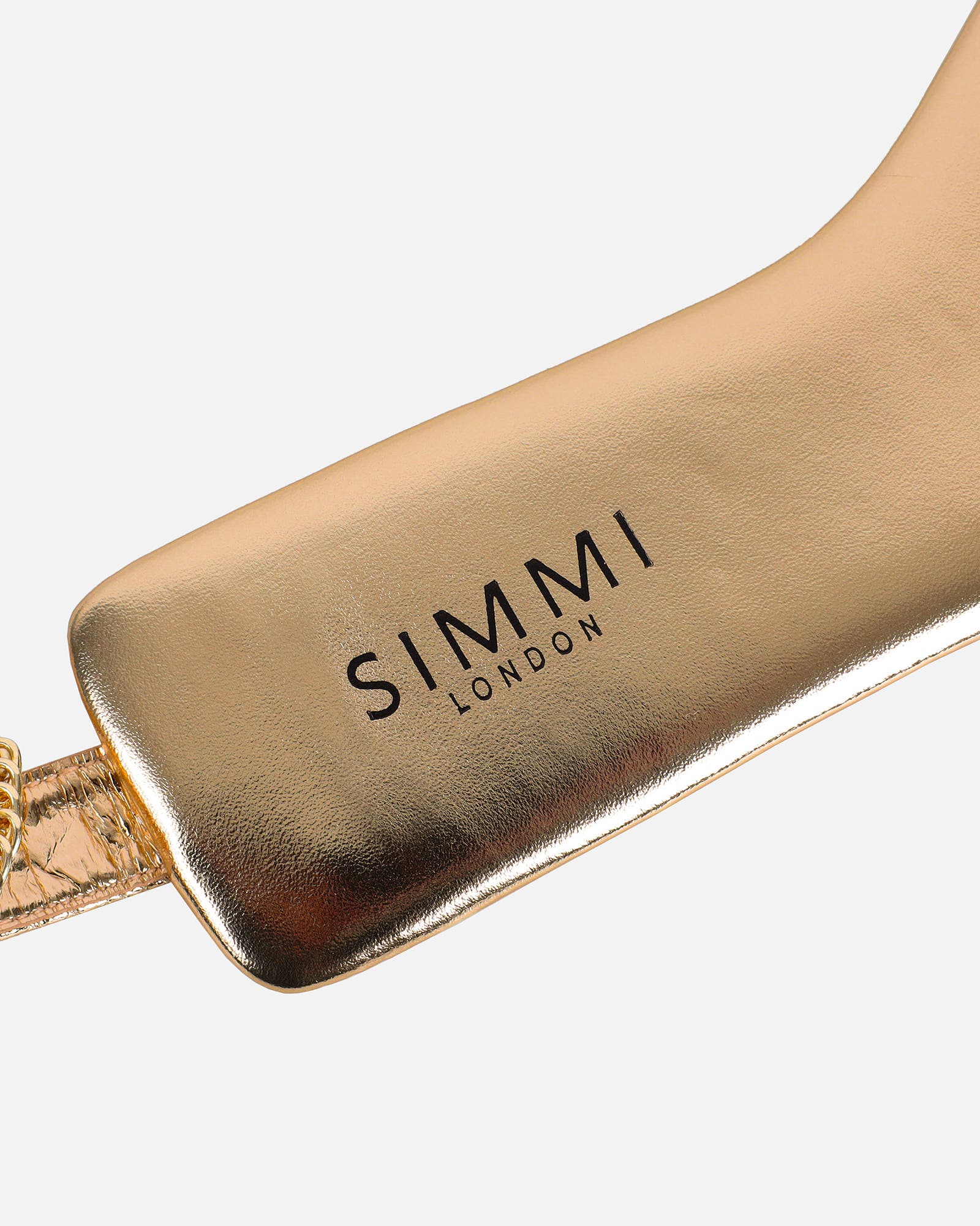 Shanaya Bronze Metallic Chain Sandals | SIMMI London