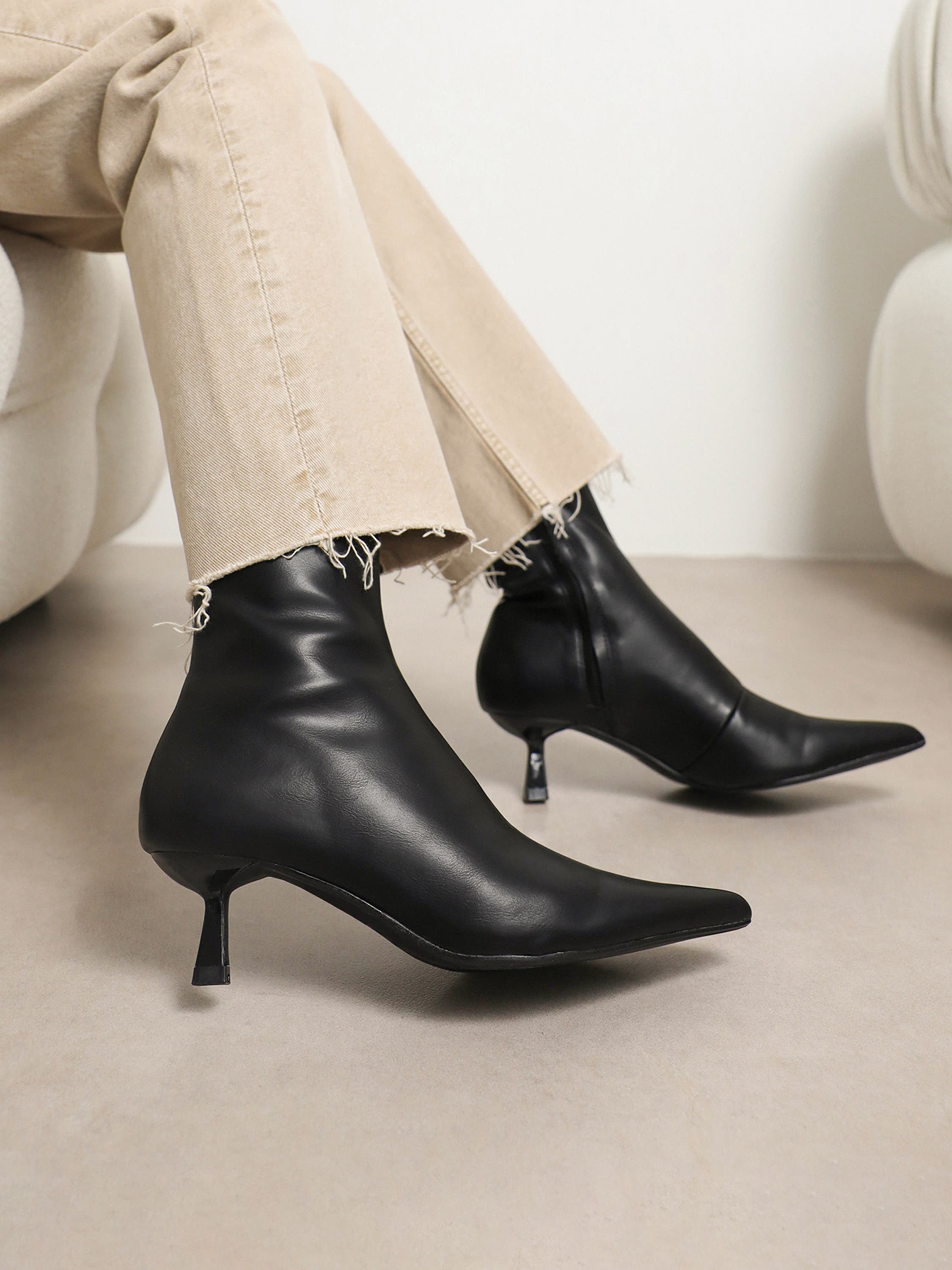 Lambert Black Low Heeled Boots | SIMMI London
