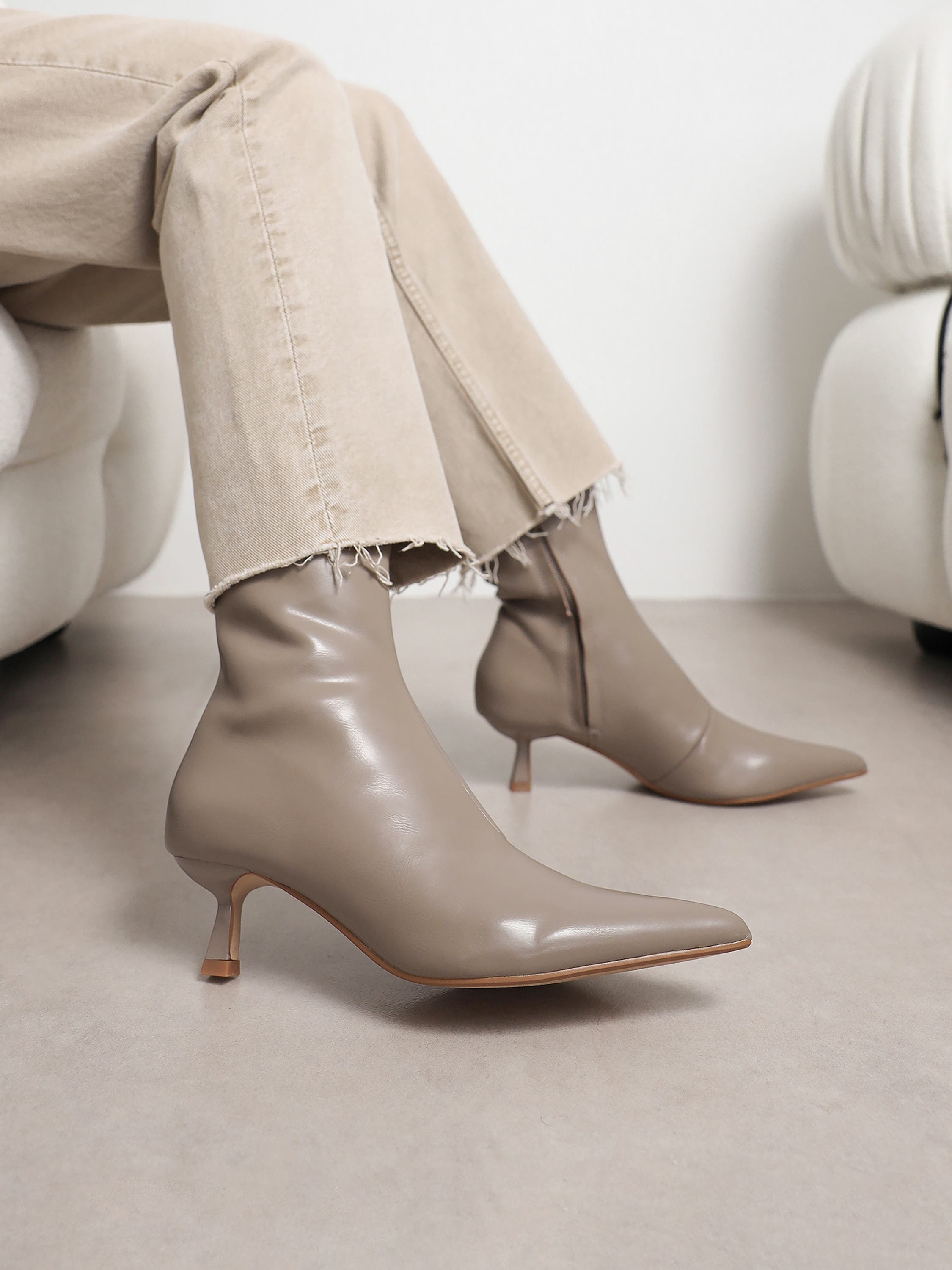 Lambert Taupe Low Heeled Boots | SIMMI London