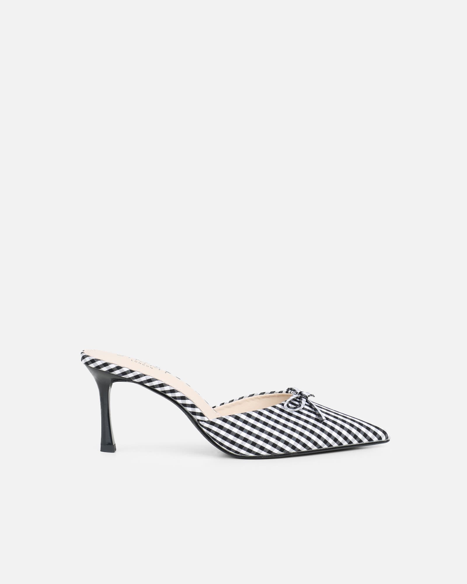 Lisa Black Gingham Bow Mules | SIMMI London
