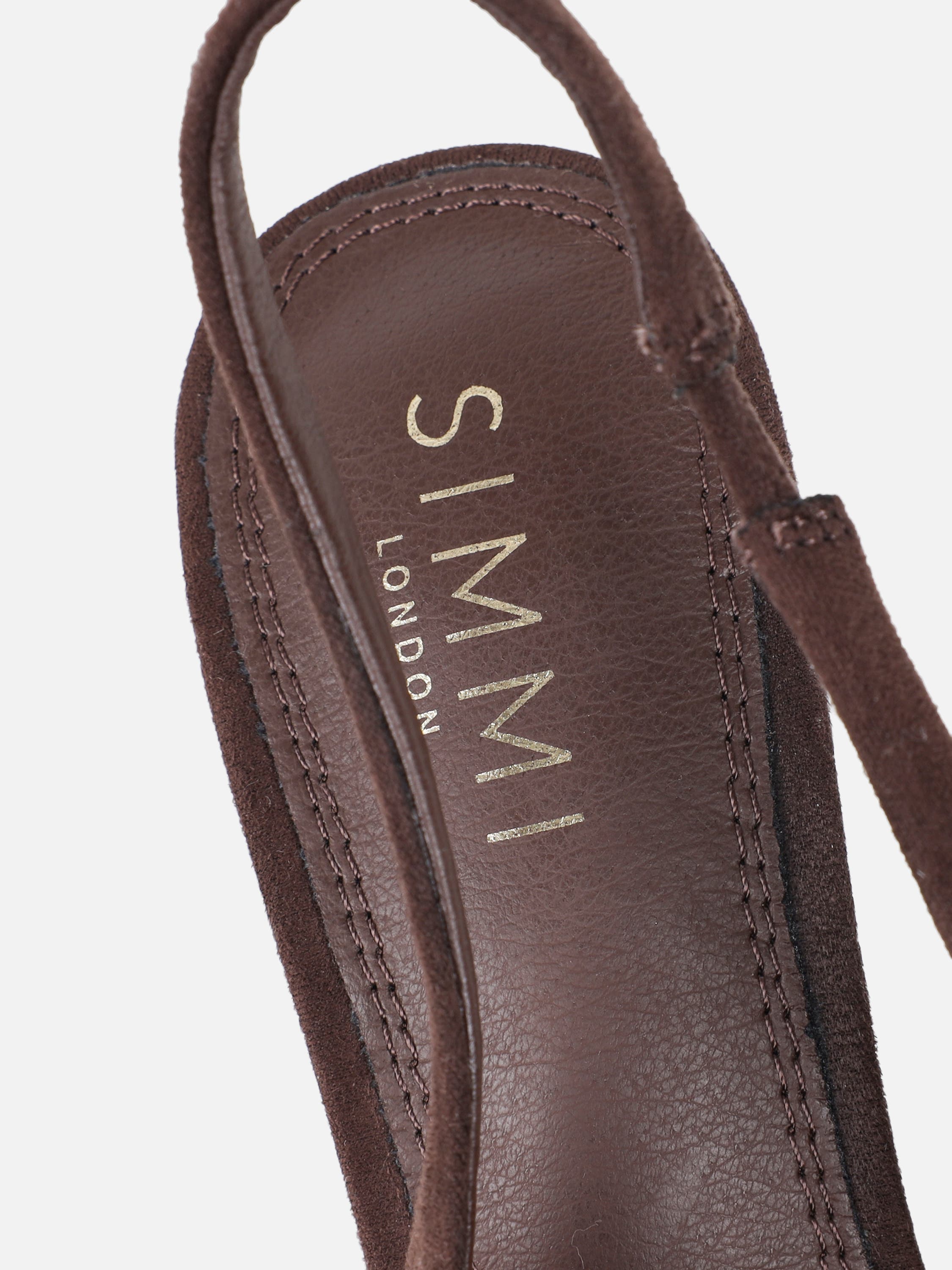 Liorra Brown Suede Sling Back Court Shoes | SIMMI London