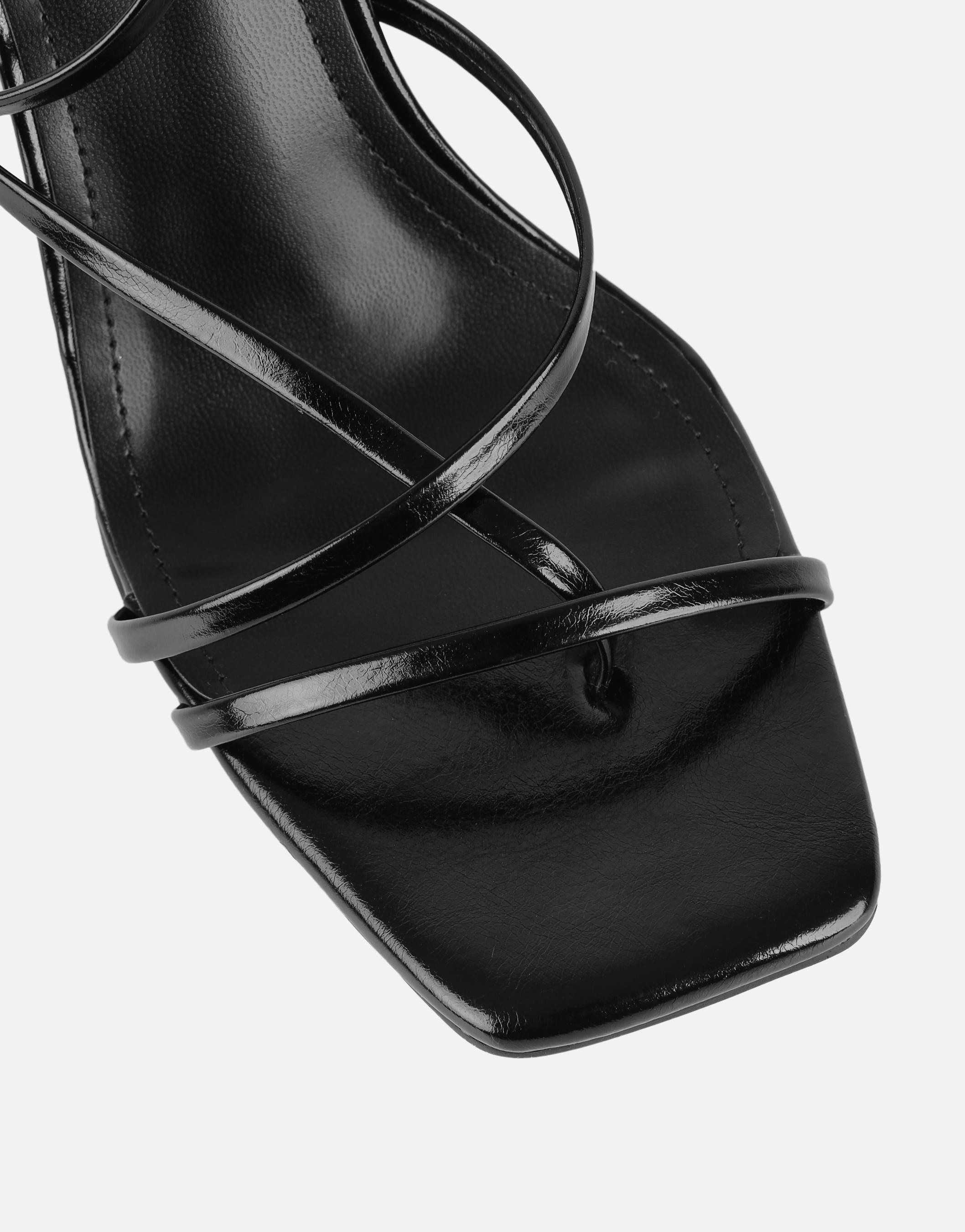 Xyla Black Strappy Block Heeled Sandals | SIMMI London