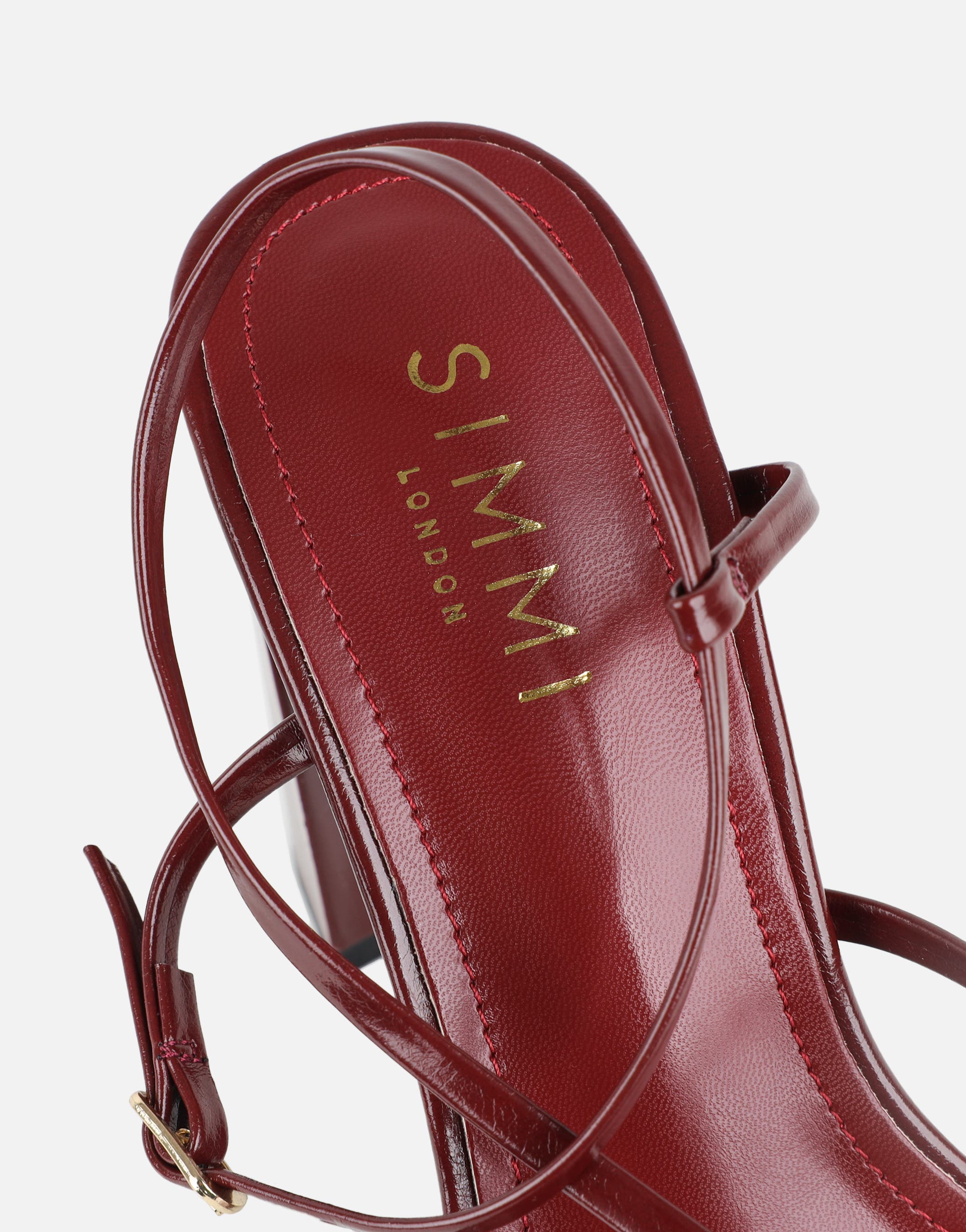 Xyla Burgundy Strappy Block Heeled Sandals | SIMMI London