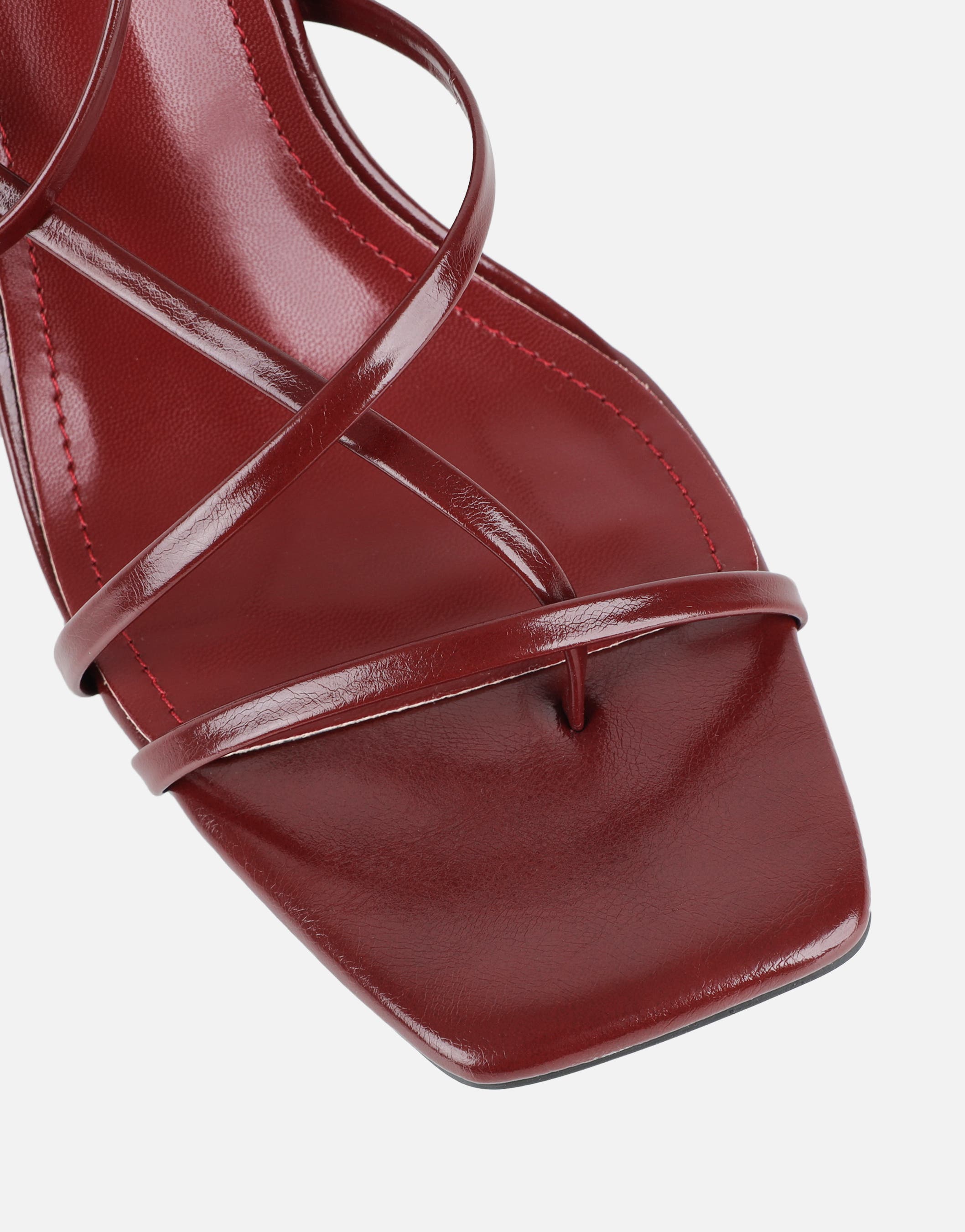 Xyla Burgundy Strappy Block Heeled Sandals | SIMMI London