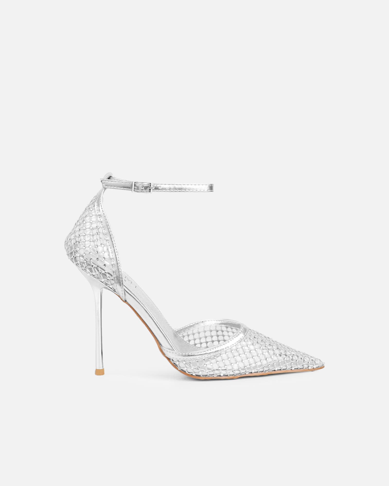 Manni Silver Mesh Diamante Heels | SIMMI London