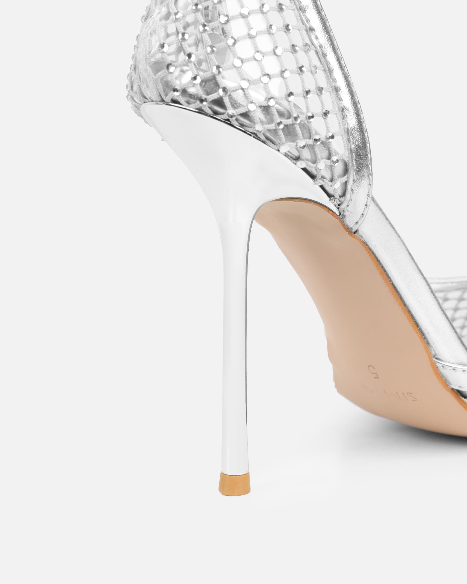 Manni Silver Mesh Diamante Heels | SIMMI London