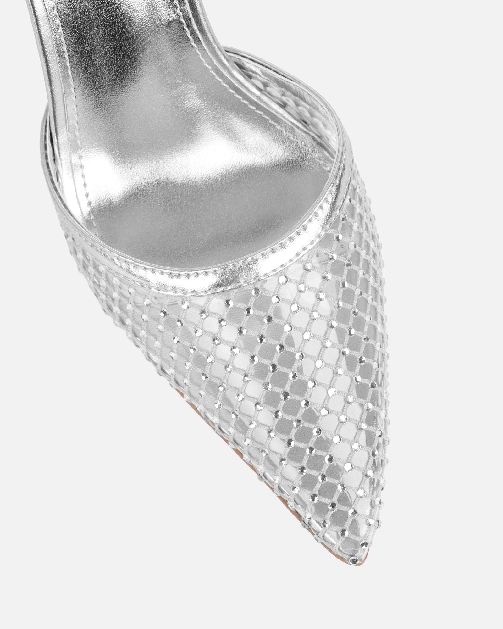 Manni Silver Mesh Diamante Heels | SIMMI London