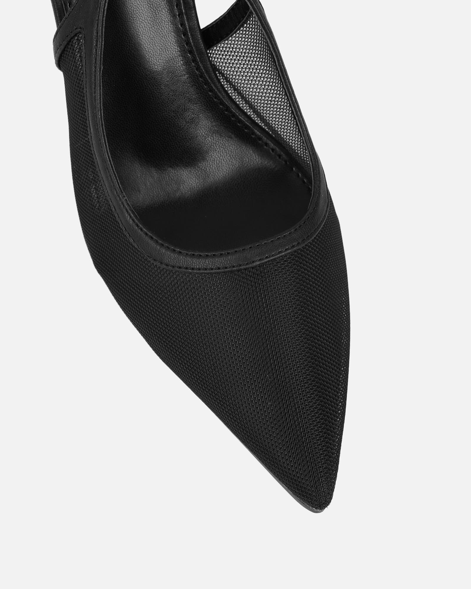 Morley Black Mesh Slingback Courts | SIMMI London