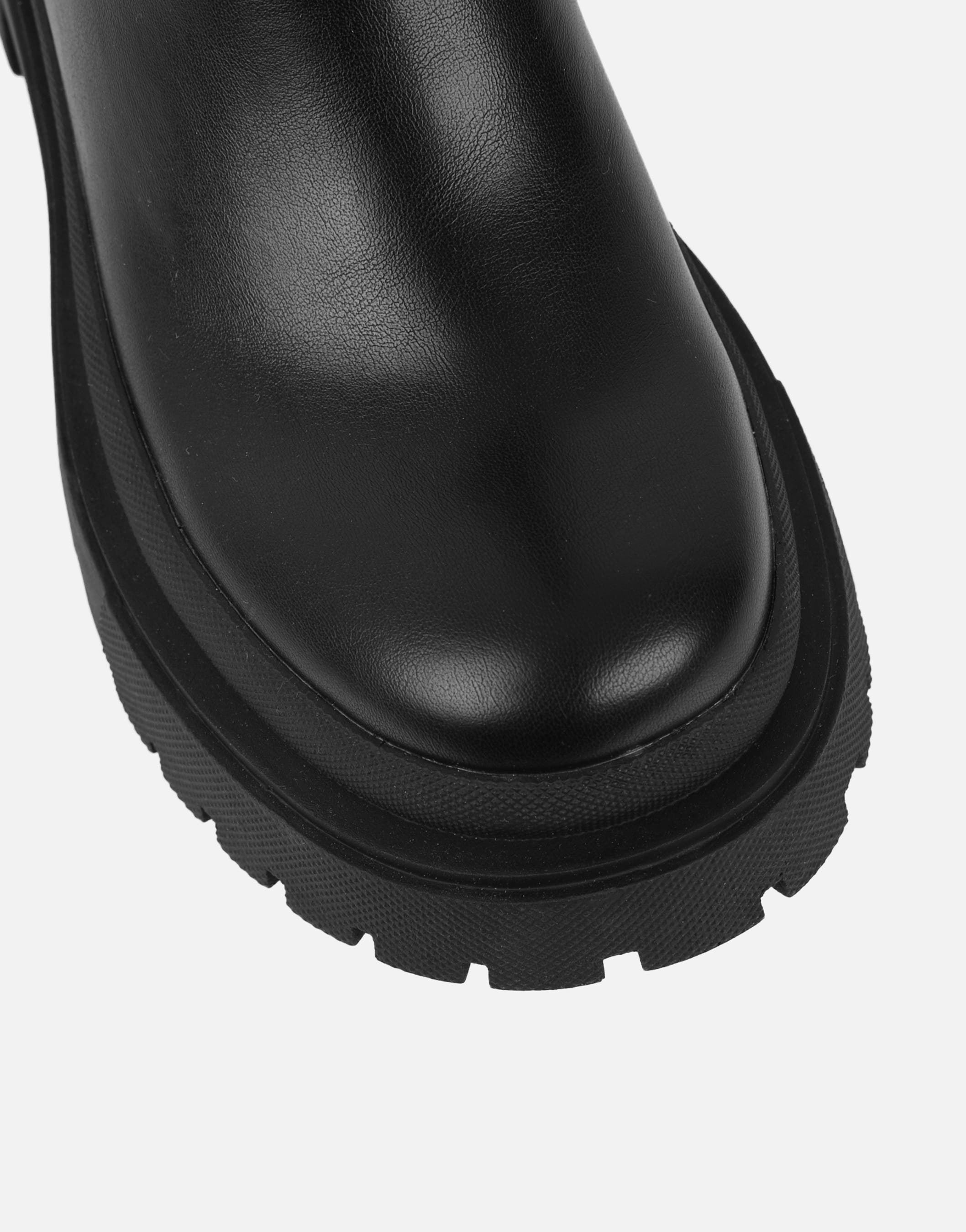 Remus Black Knee High Sock Chunky Boots | SIMMI London