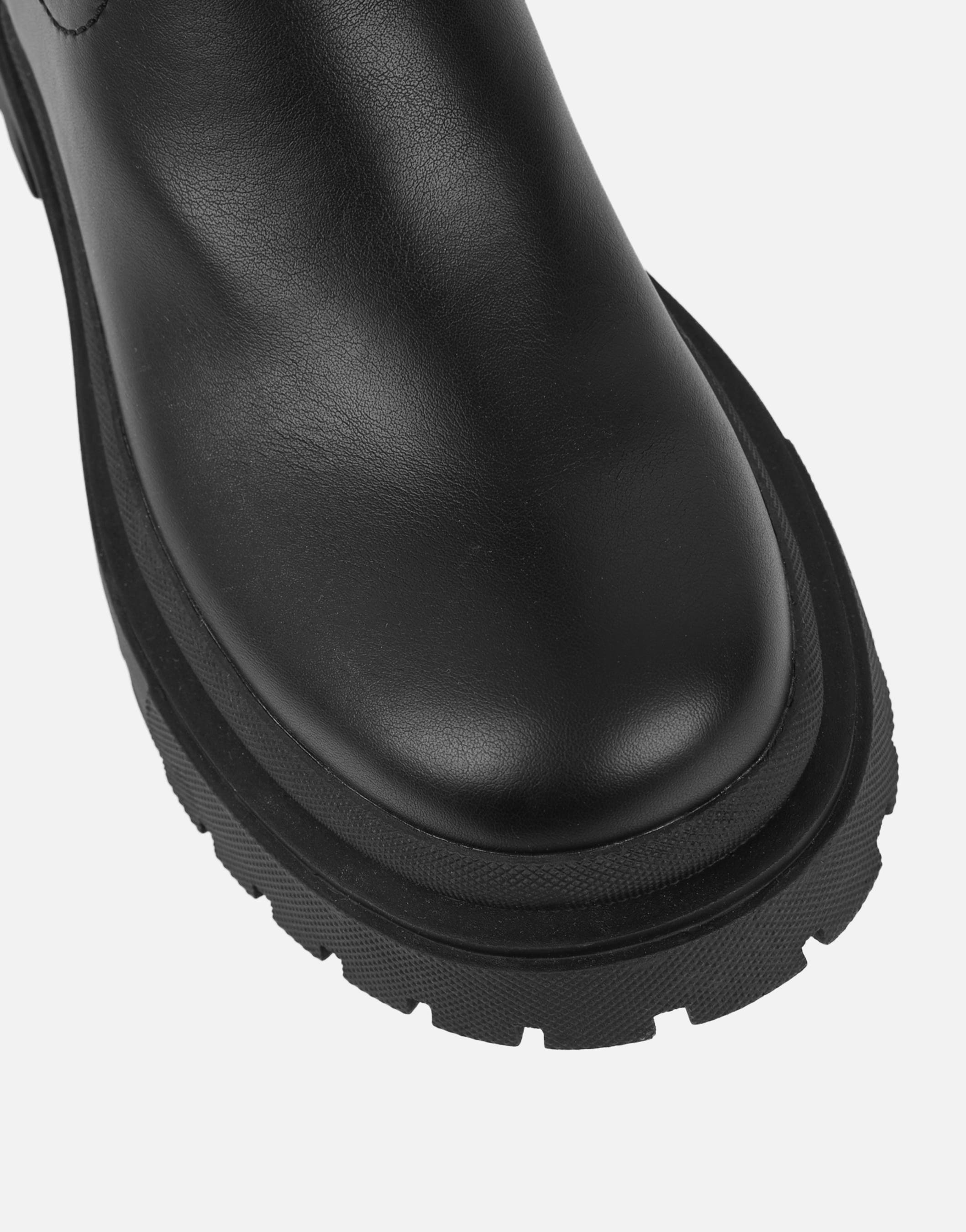 Mon Black Stretch Knee High Chunky Boots | SIMMI London