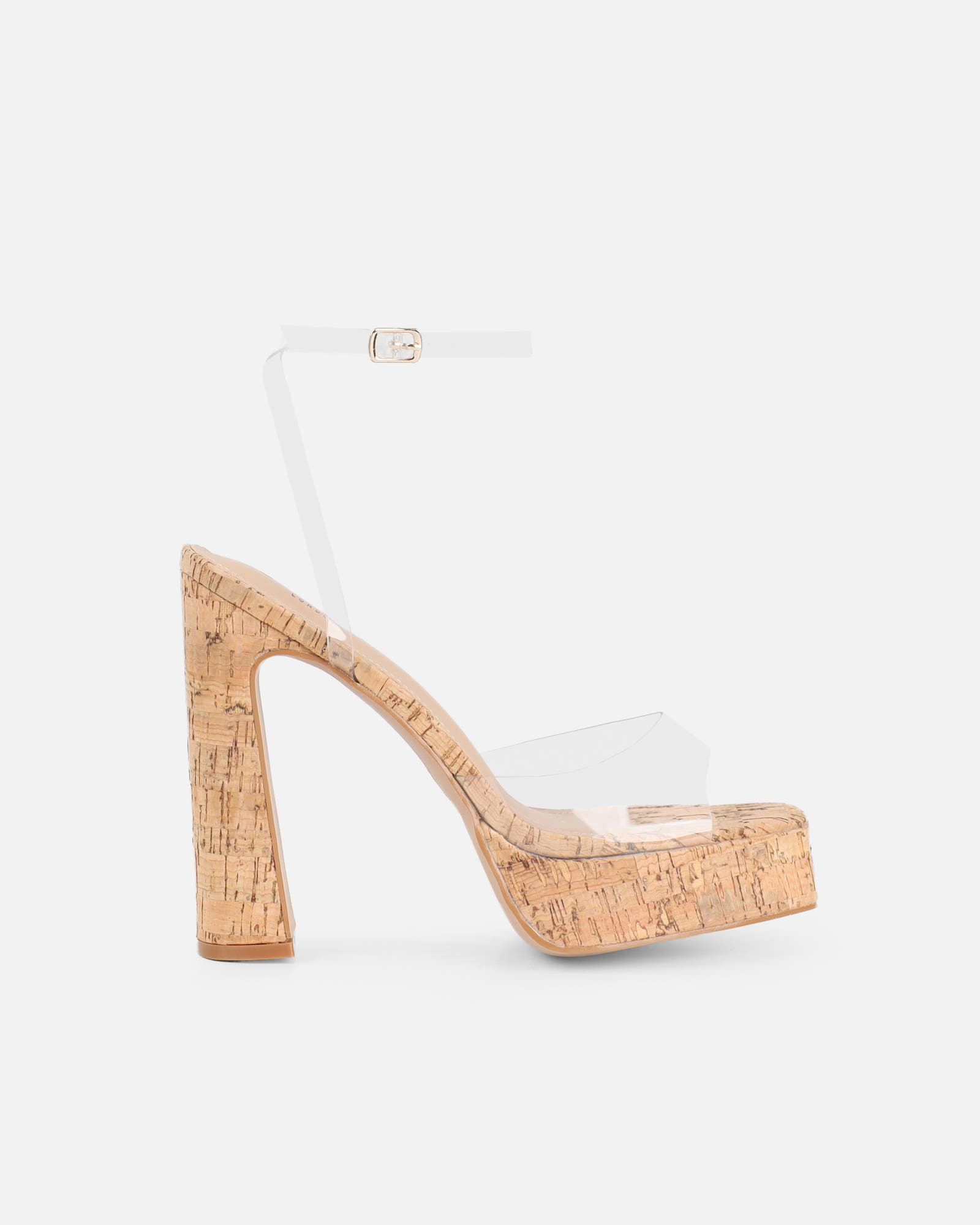Mauraz Cork Clear Platform Heeled Sandals | SIMMI London