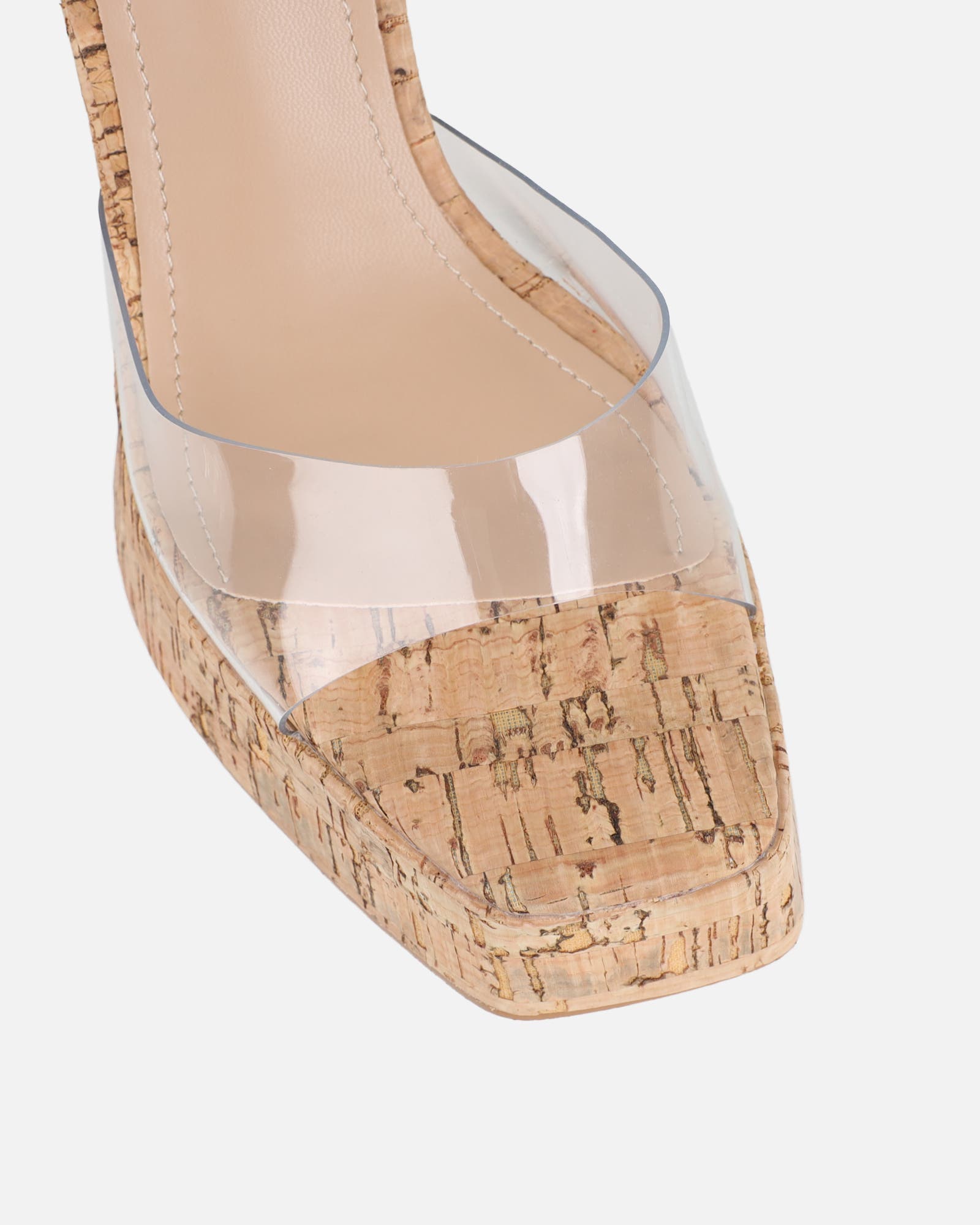 Mauraz Cork Clear Platform Heeled Sandals | SIMMI London