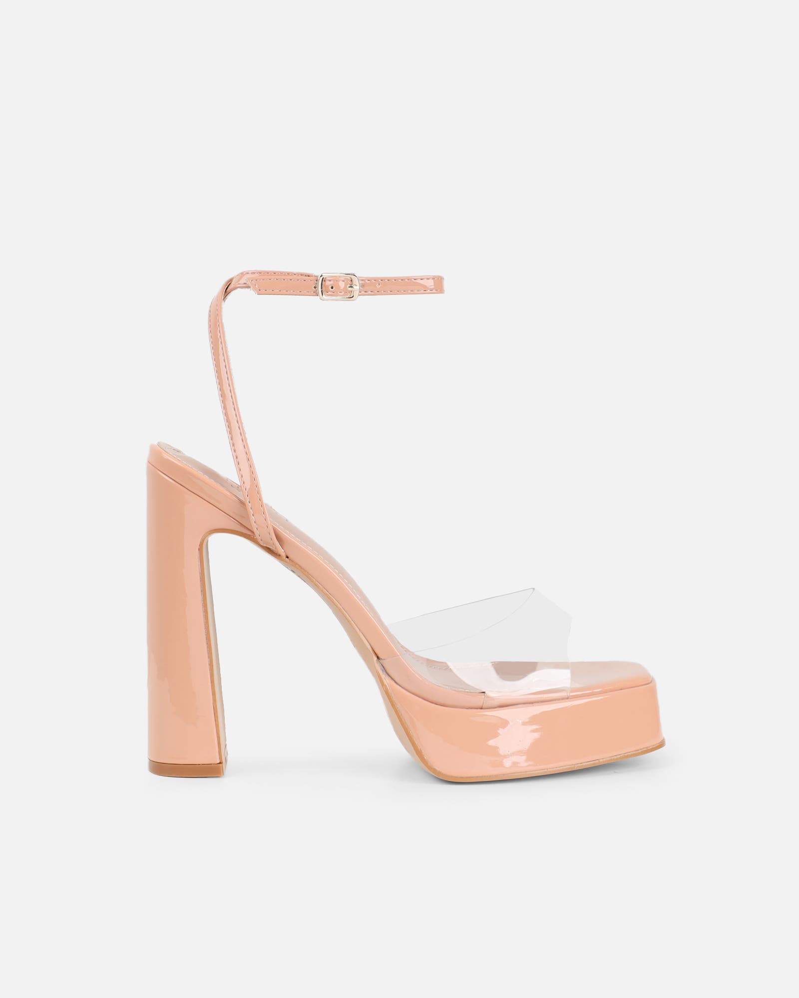 Mauraz Nude Clear Platform Heeled Sandals | SIMMI London