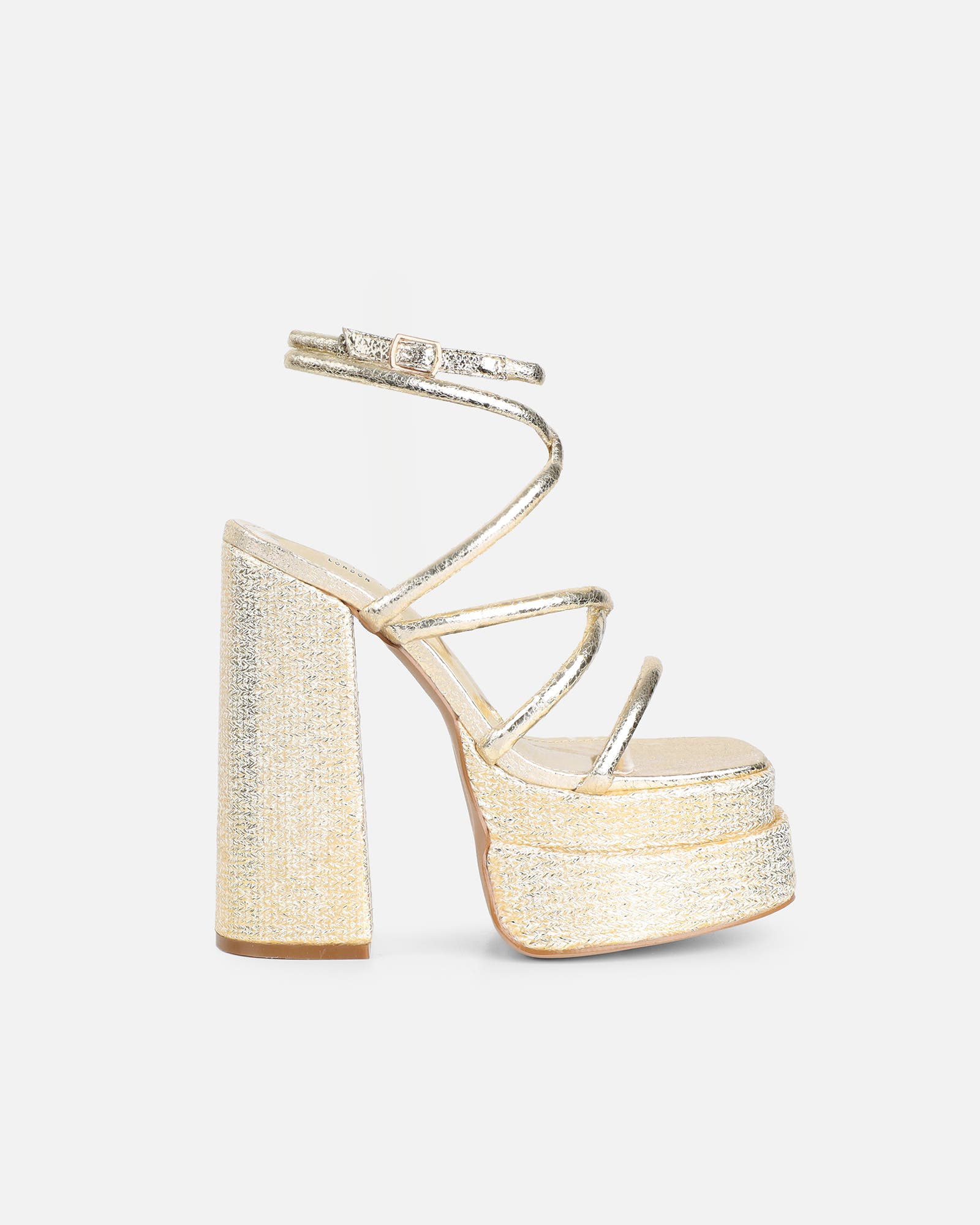 Troppaz Gold Metallic Platform Heeled Sandals | SIMMI London