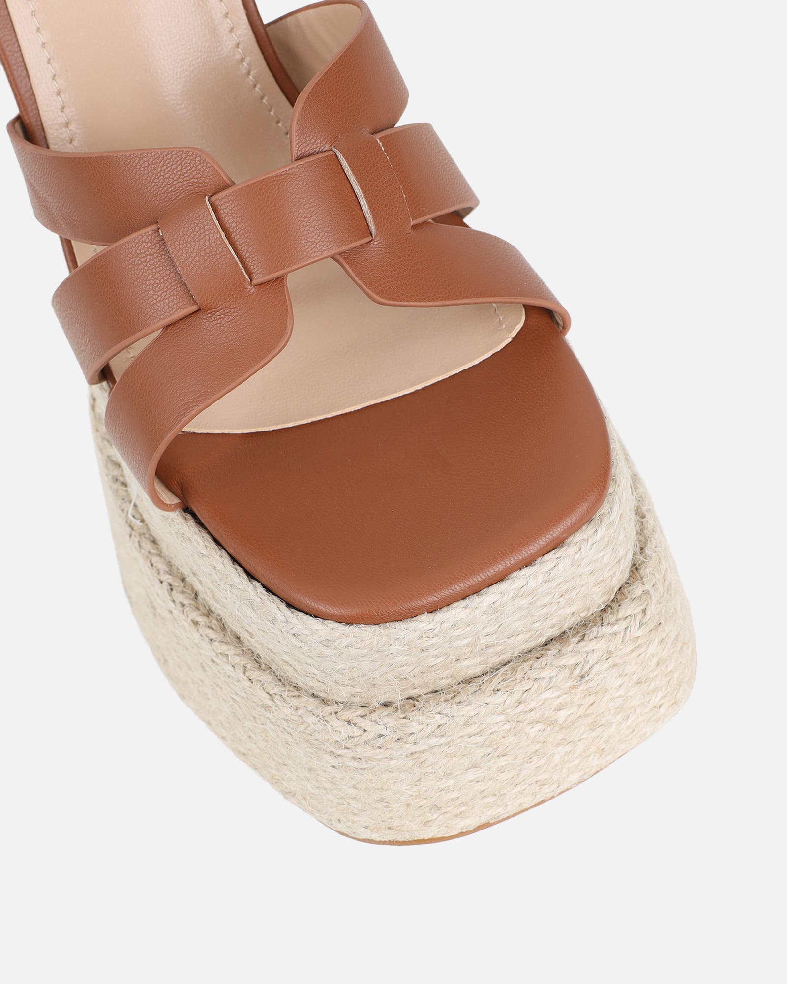 Papzi Tan Platform Heeled Sandals | SIMMI London