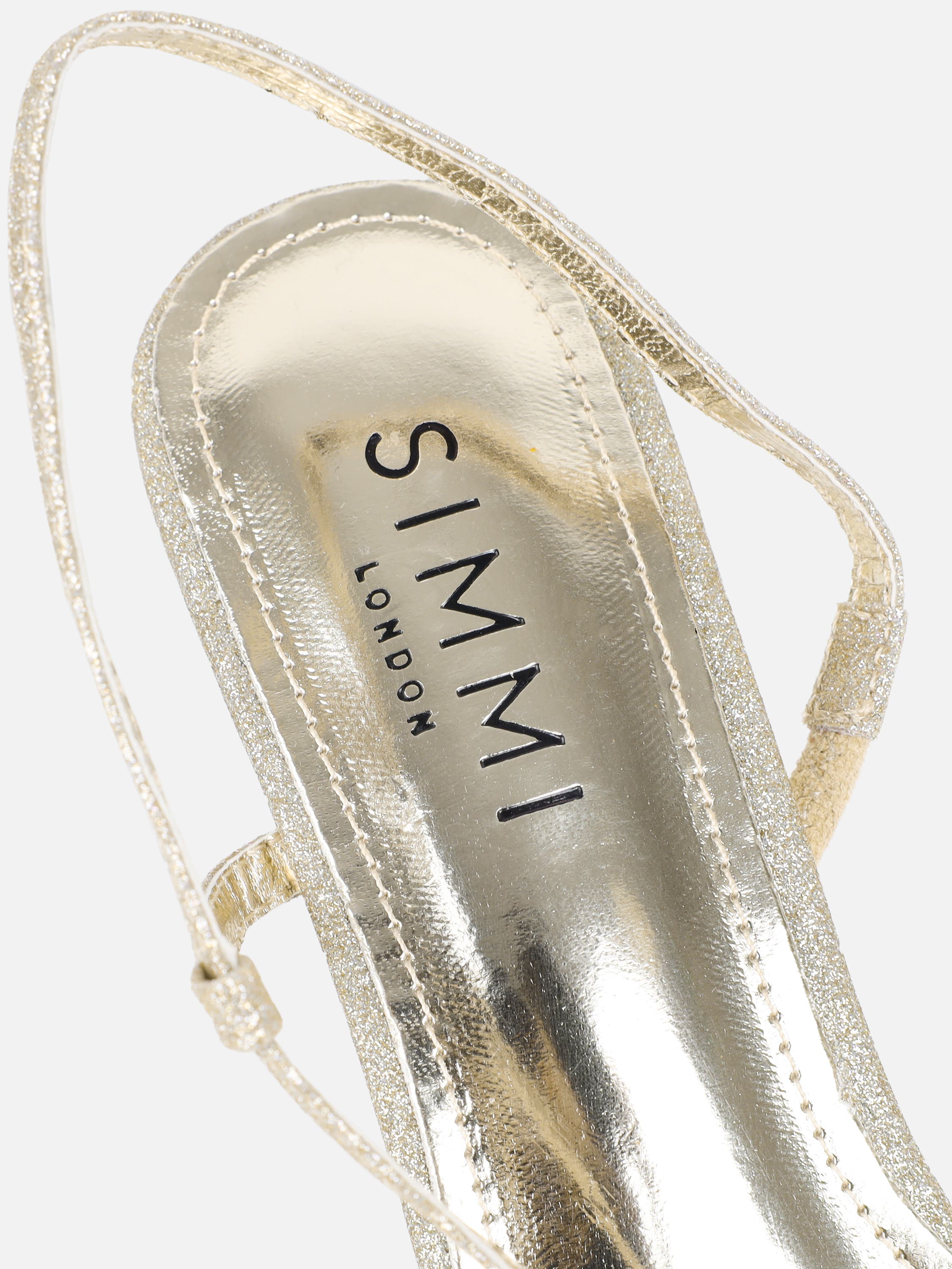Pollis Gold Glitter Strappy Heeled Sandals | SIMMI London