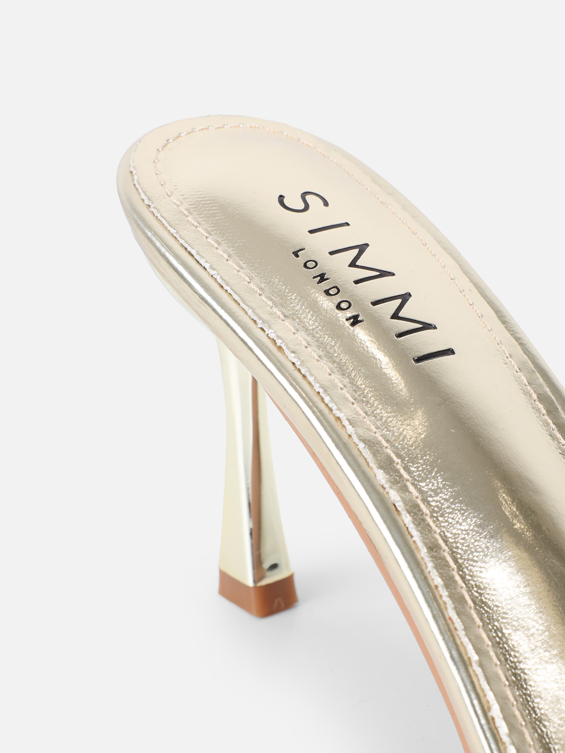 Polen Gold Metallic Bow Detail Mules | SIMMI London