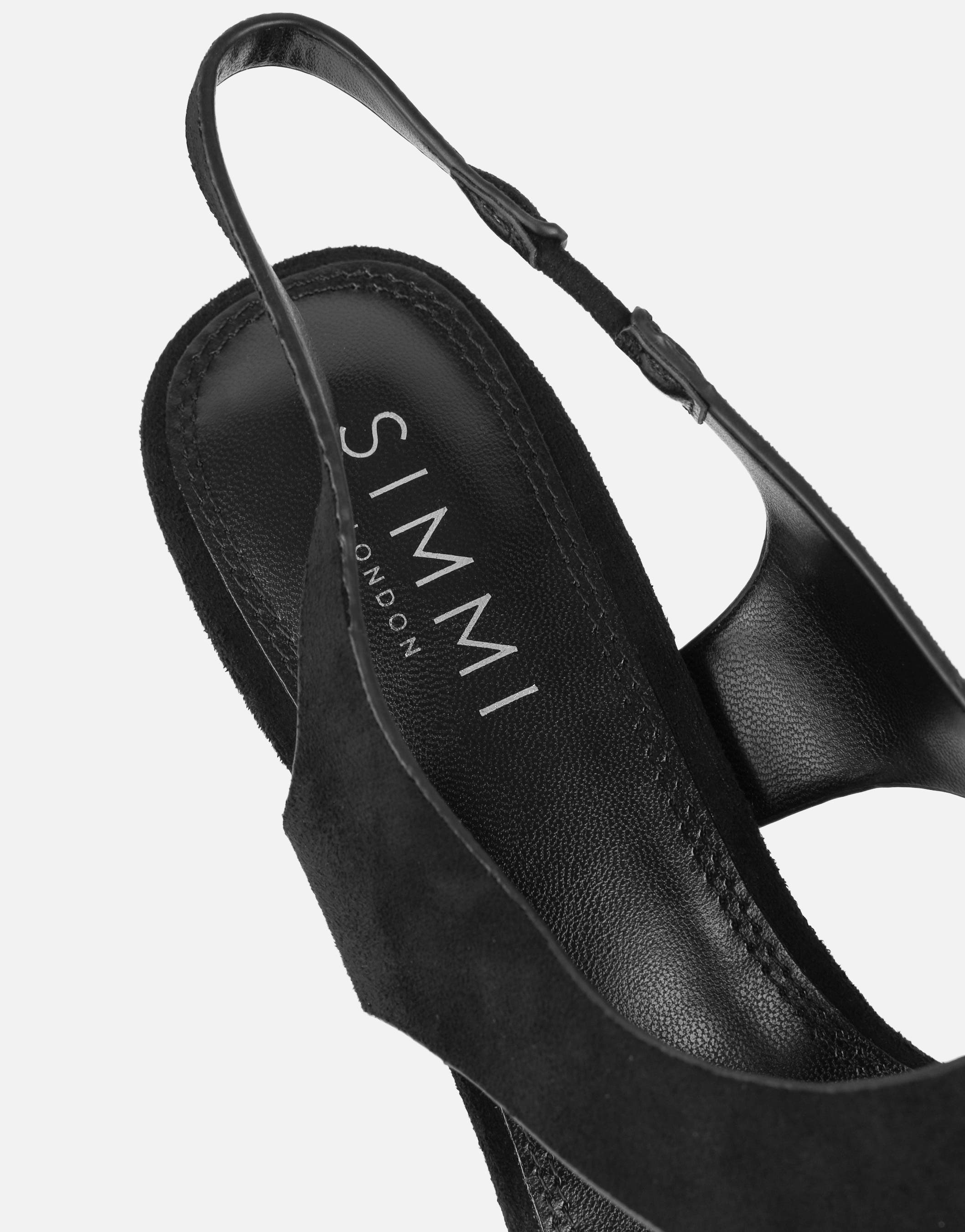 Raneece Black Suede Toe Thong Heeled Sandals | SIMMI London