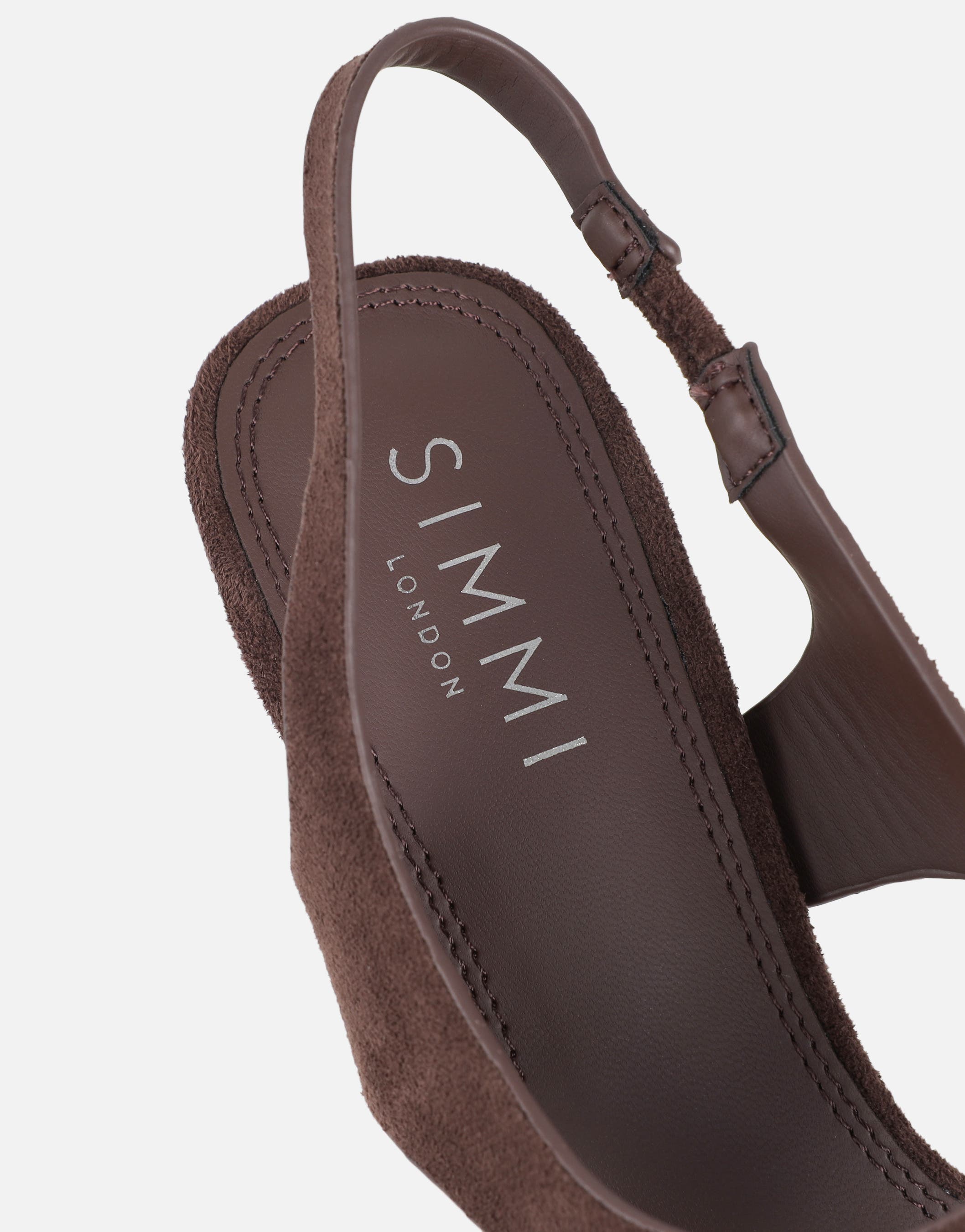 Raneece Brown Suede Toe Thong Heeled Sandals | SIMMI London