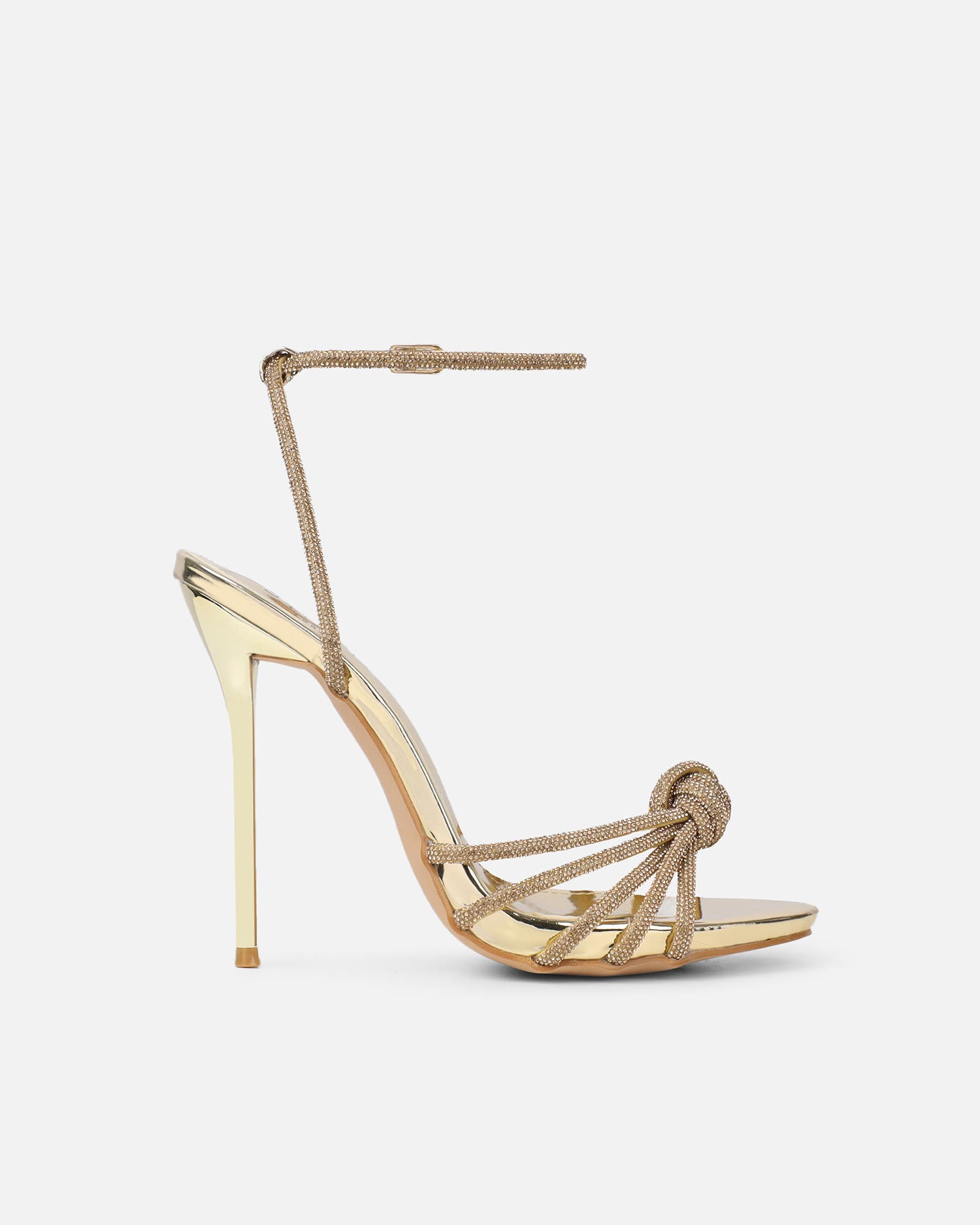 Sharon Gold Mirror Diamante Heeled Sandals | SIMMI London