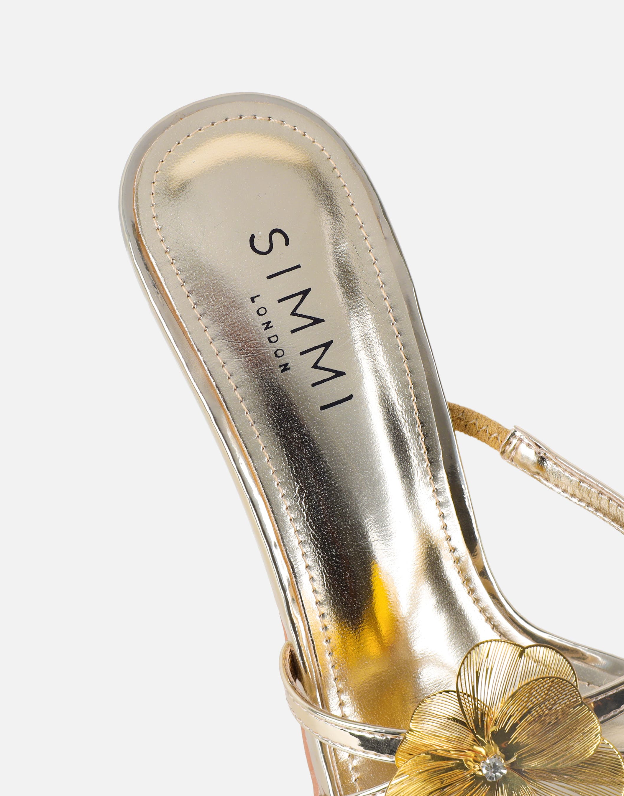 Tandy Gold Mirror Flower Detail Mules | SIMMI London | SIMMI London