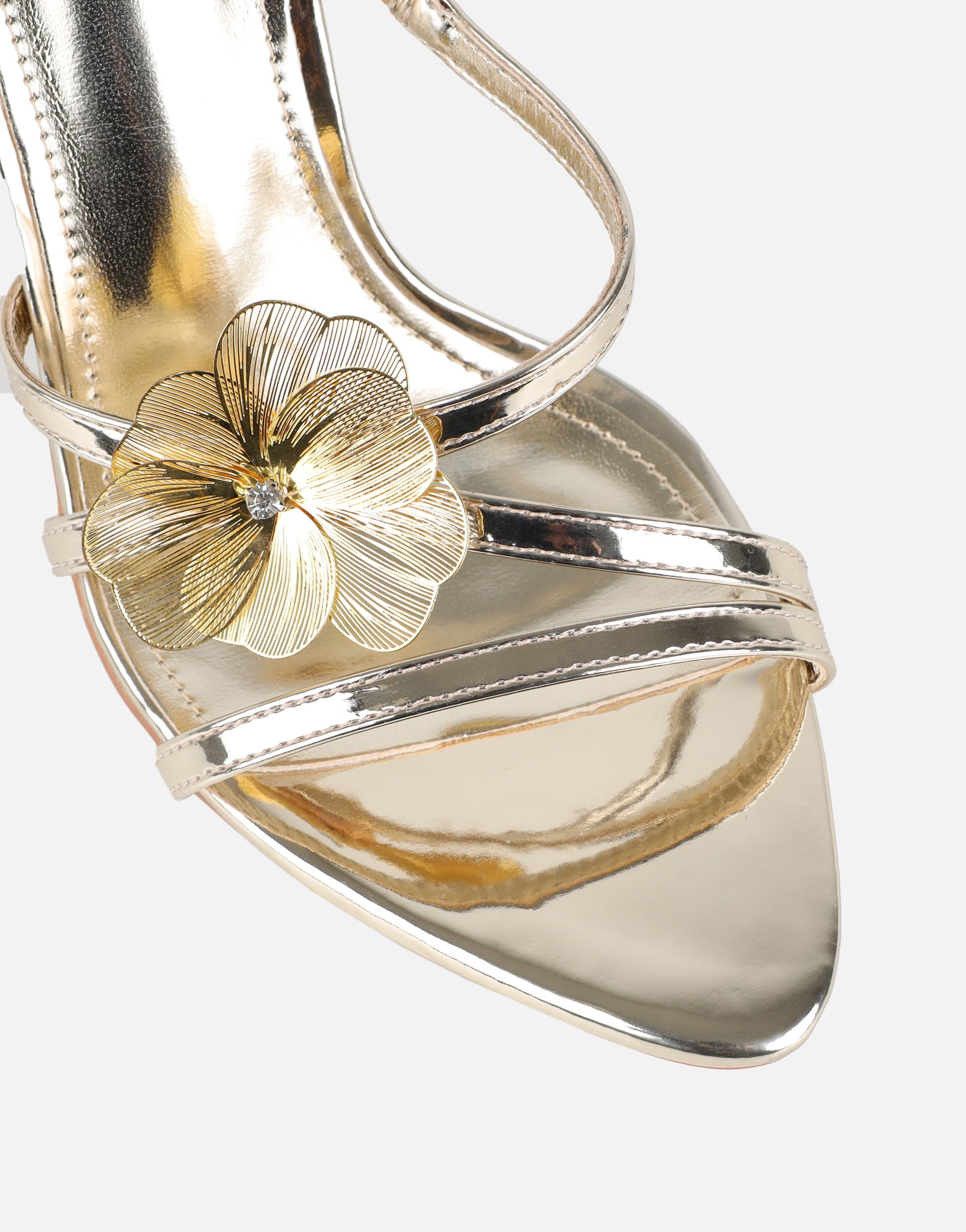 Tandy Gold Mirror Flower Detail Mules | SIMMI London | SIMMI London