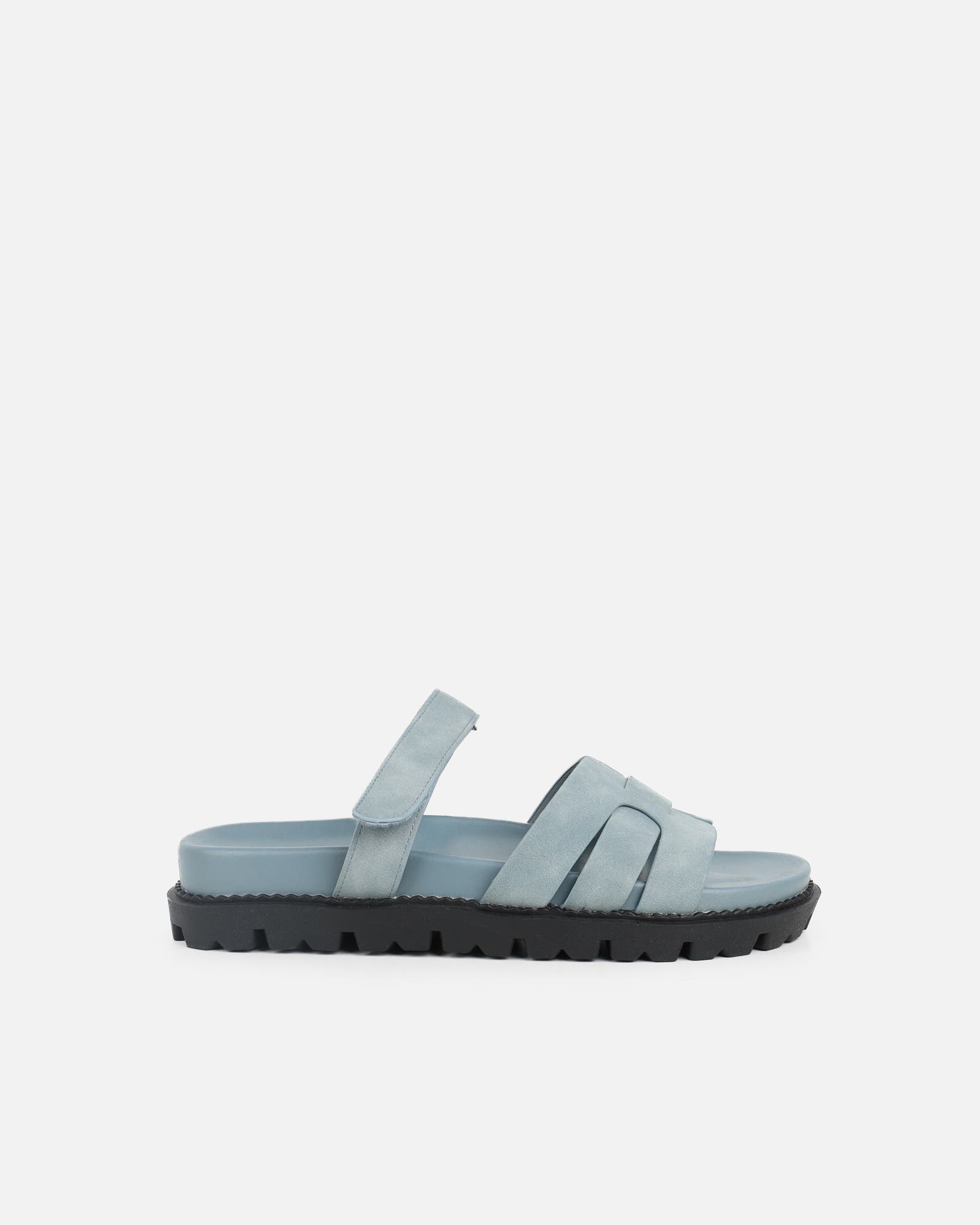 Adelle Blue Nubuck Chunky Footbed Slides | SIMMI London