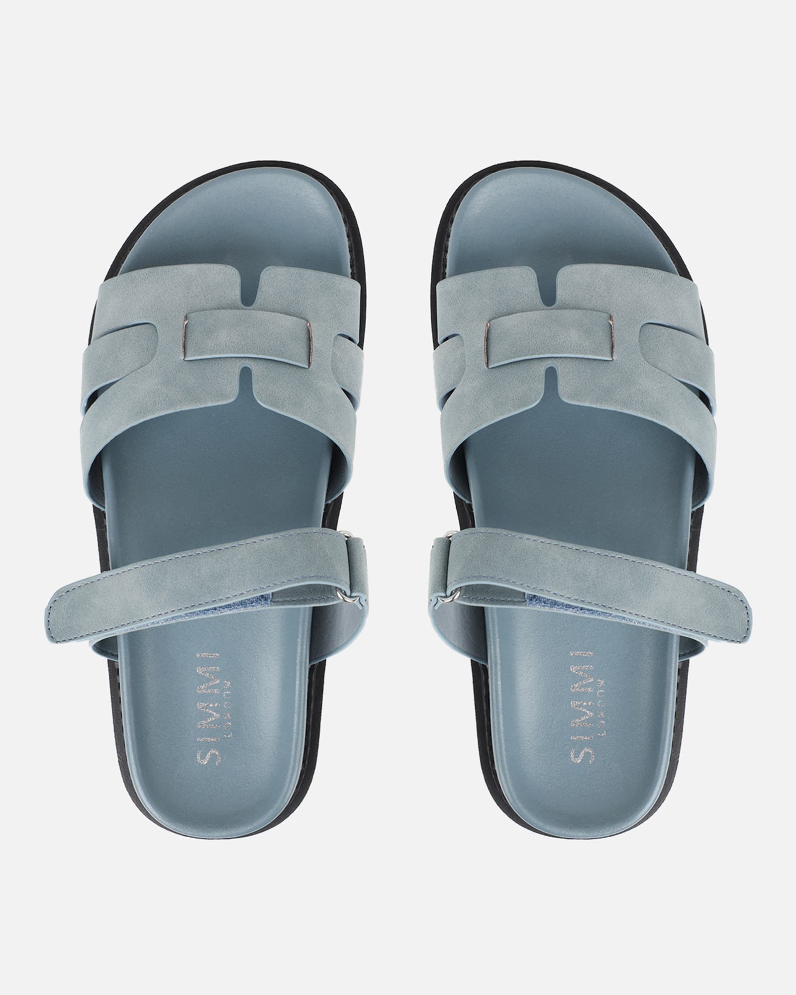 Adelle Blue Nubuck Chunky Footbed Slides | SIMMI London