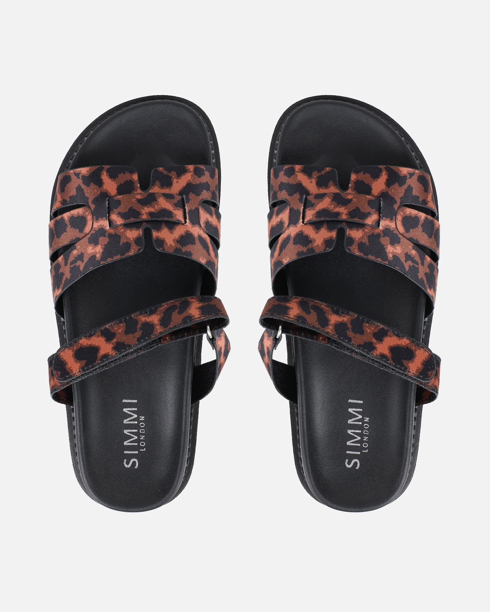 Adelle Leopard Satin Chunky Footbed Slides | SIMMI London