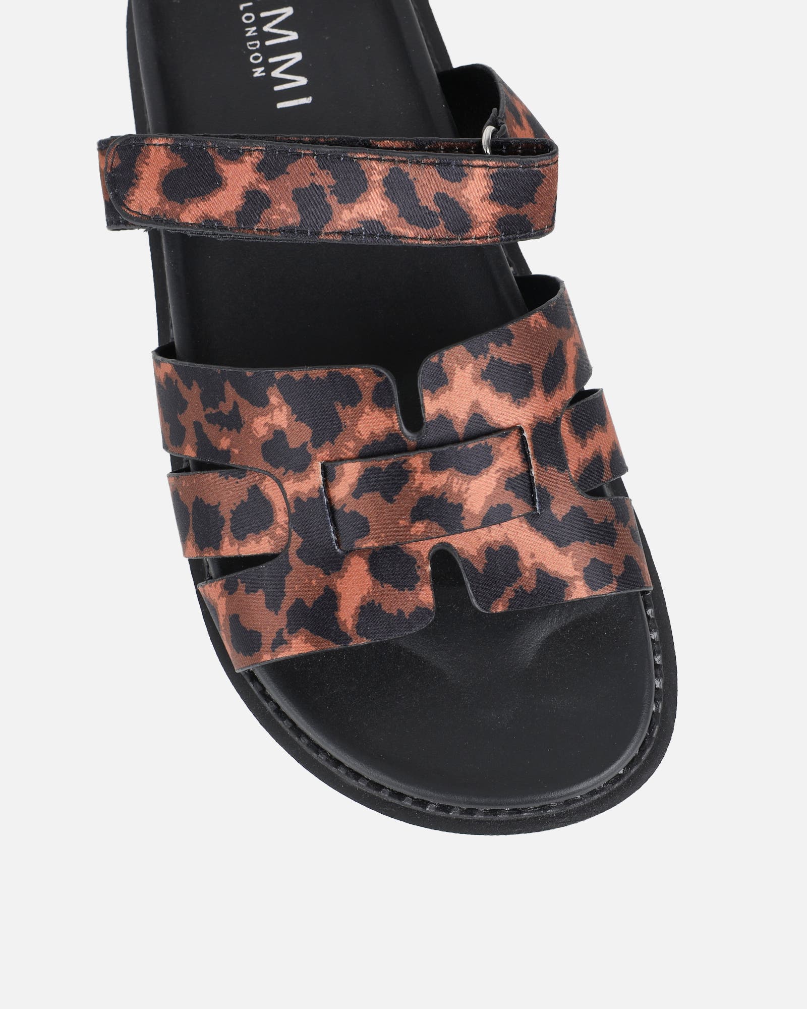 Adelle Leopard Satin Chunky Footbed Slides | SIMMI London