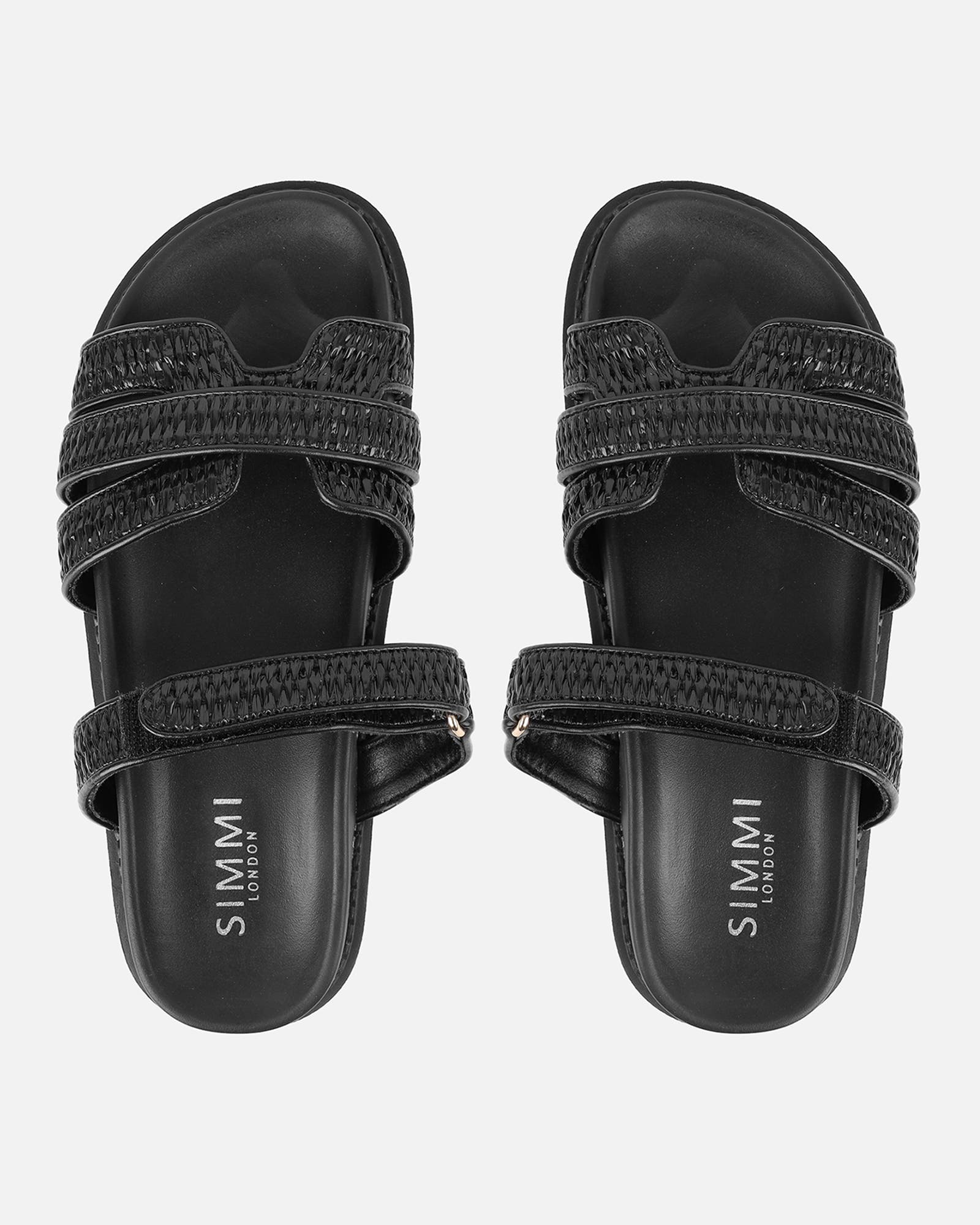 Veil Black Raffia Chunky Sliders | SIMMI London