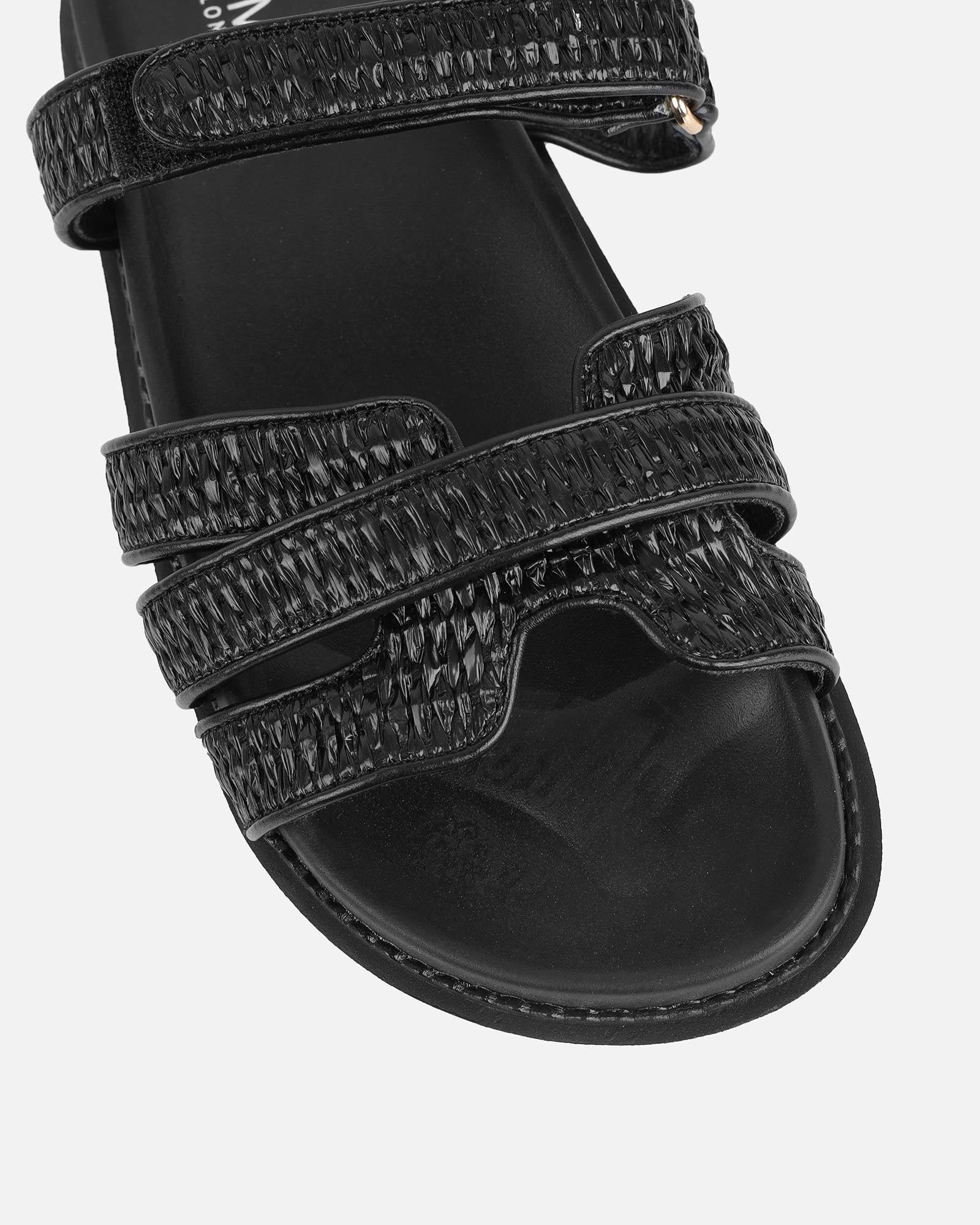 Veil Black Raffia Chunky Sliders | SIMMI London