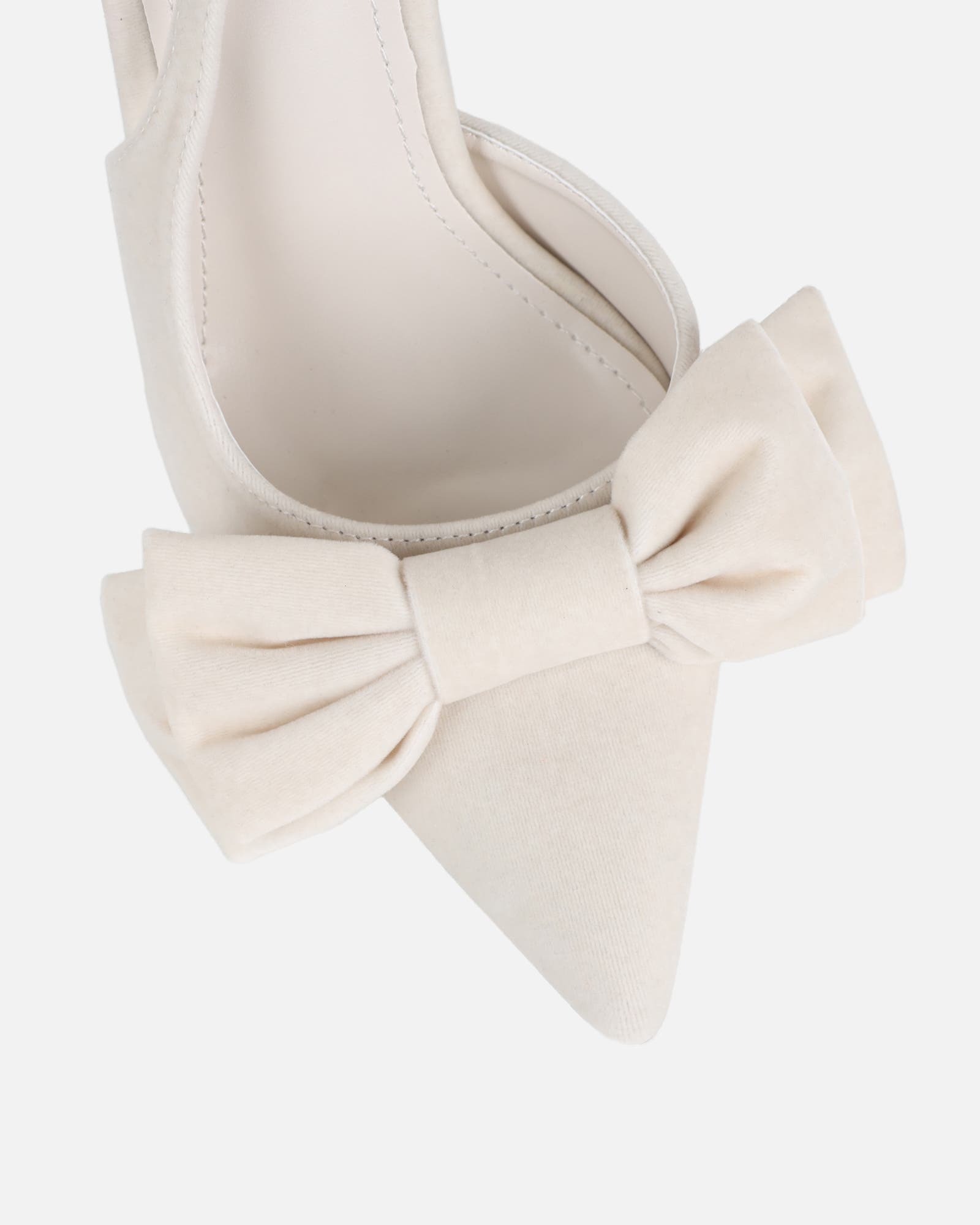 Toppaz Cream Velvet Bow Heeled Sandals | SIMMI London
