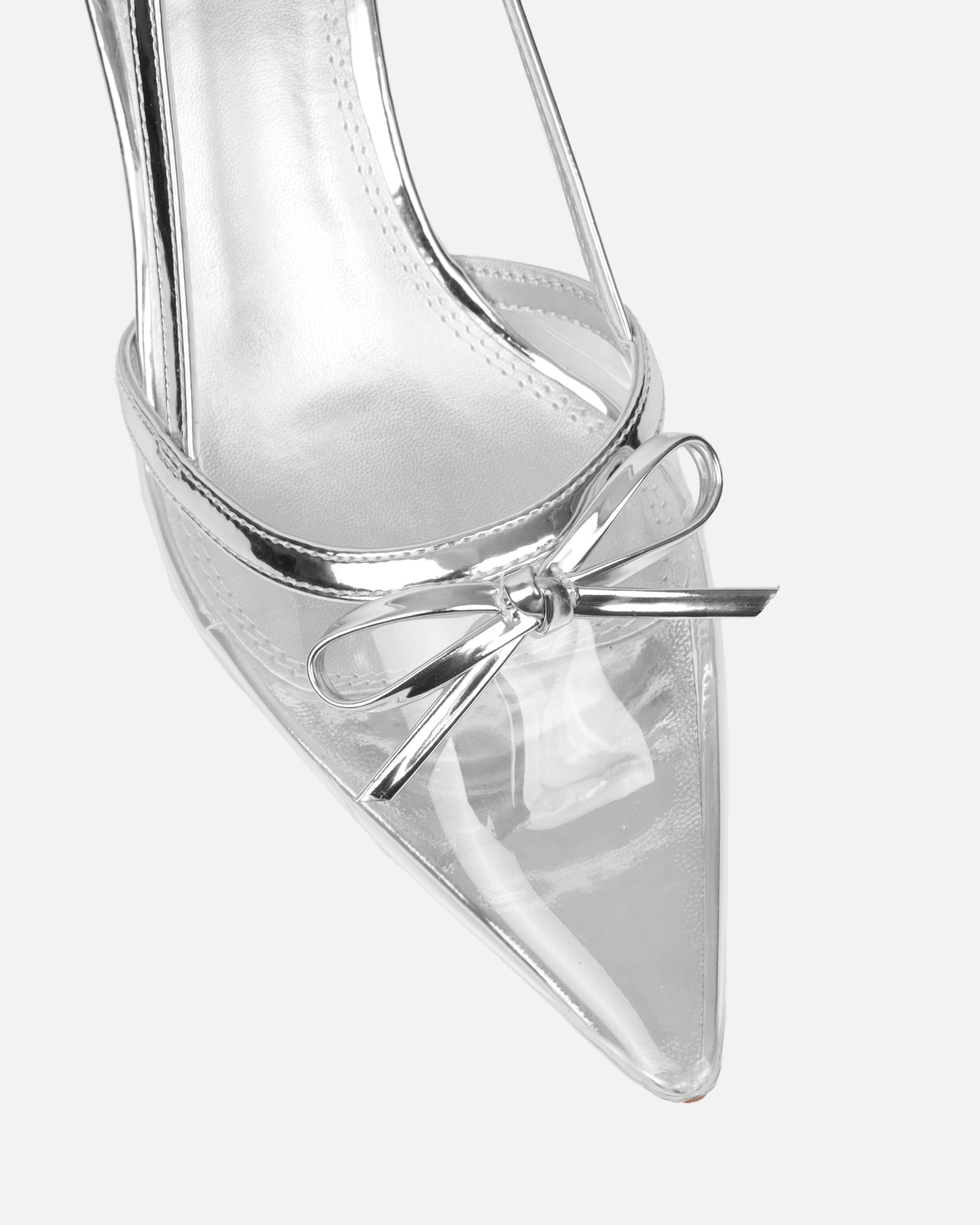 Sloanne Clear Silver Low Heel Court Shoes | SIMMI London