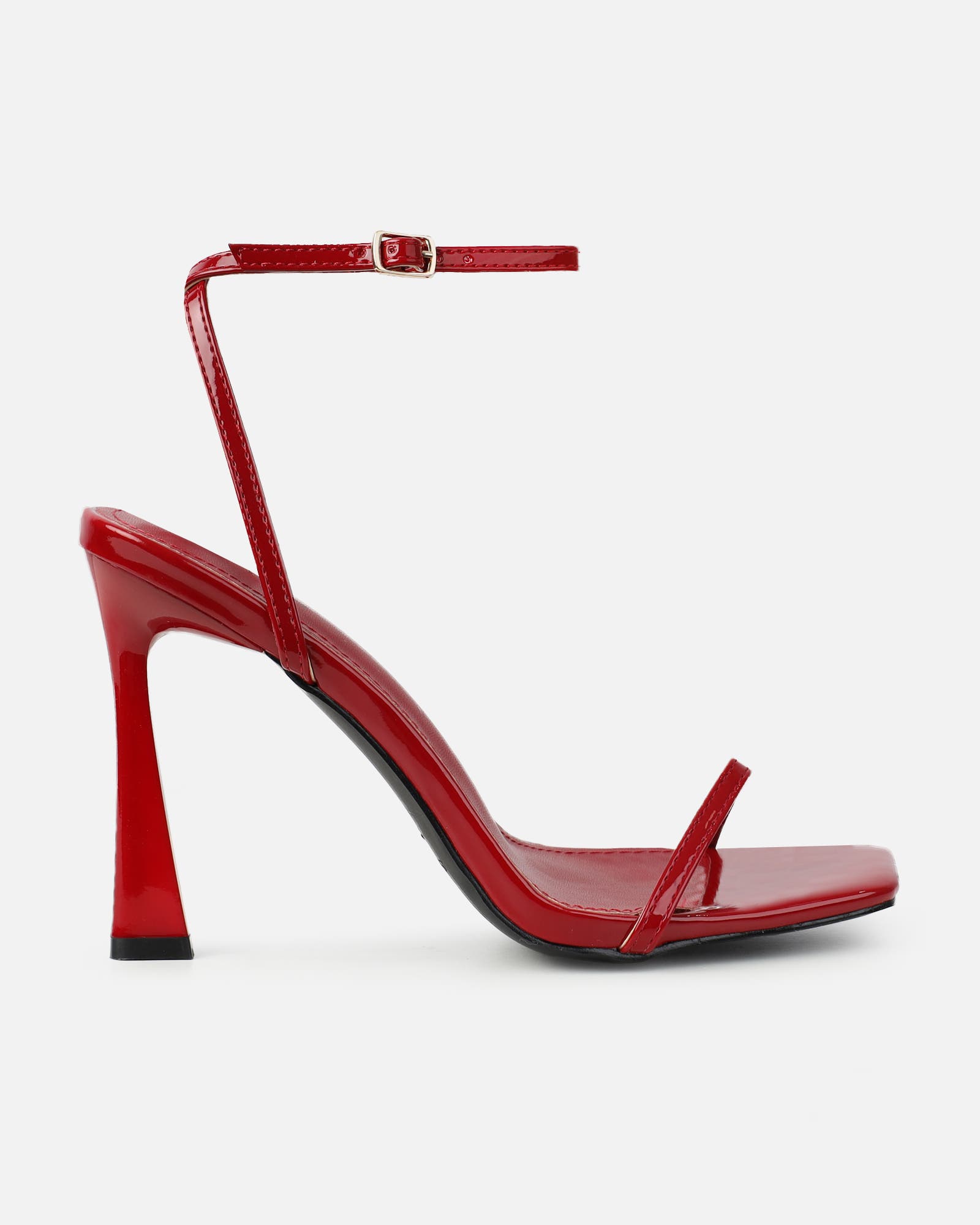 Apple Dark Red Patent Flared Heeled Sandals | SIMMI London