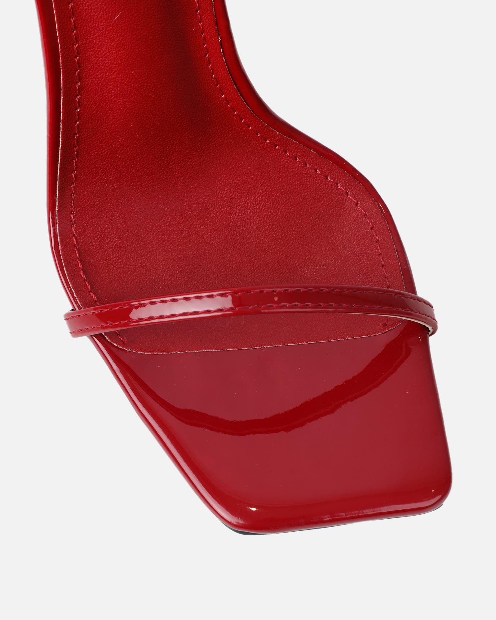 Apple Dark Red Patent Flared Heeled Sandals | SIMMI London