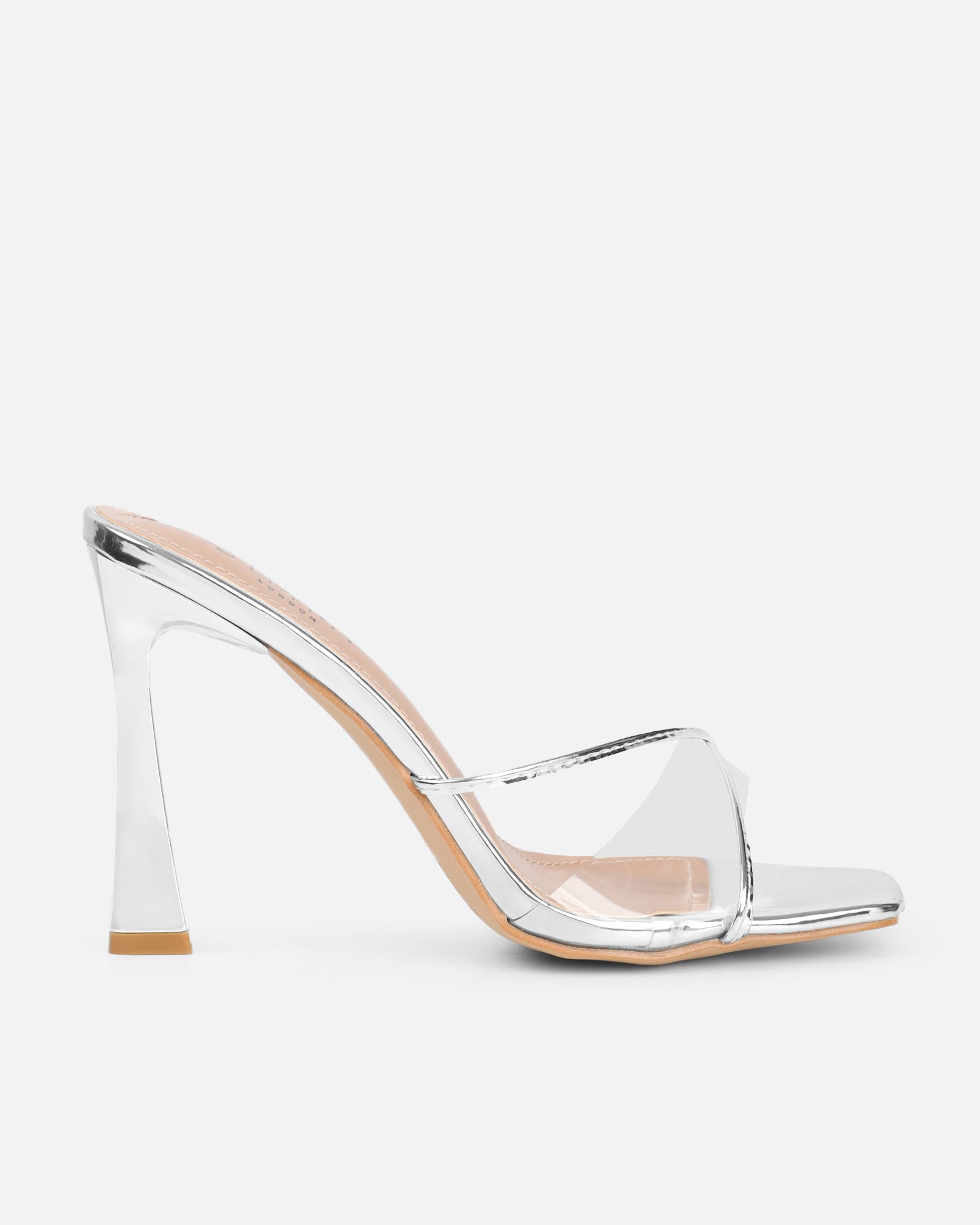 Daisha Silver Mirror Clear Heeled Sandals | SIMMI London