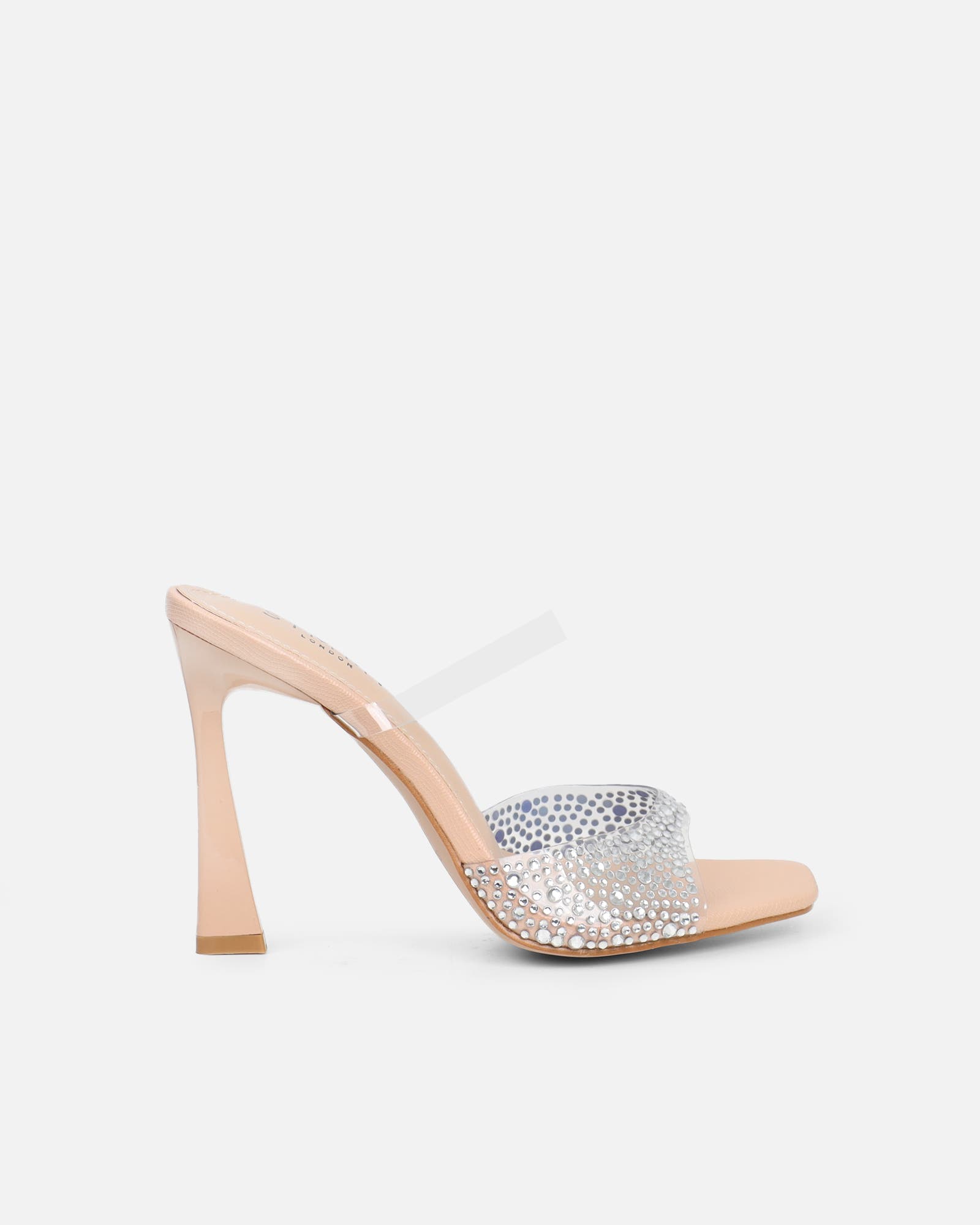 Anouska Nude Lizard Perspex Diamante Mule | SIMMI London