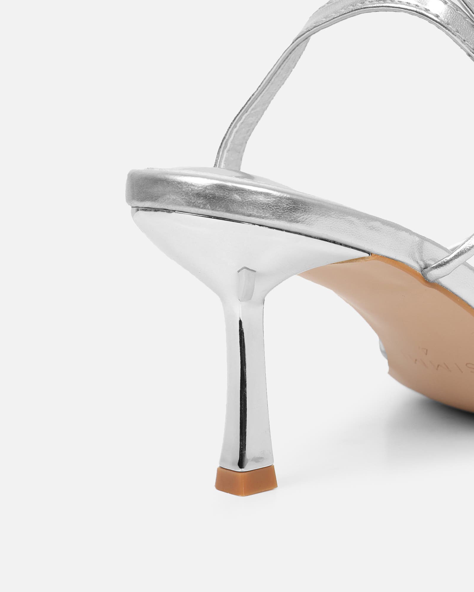 Aixa Silver Metallic Strappy Knot Heeled Sandals | SIMMI London