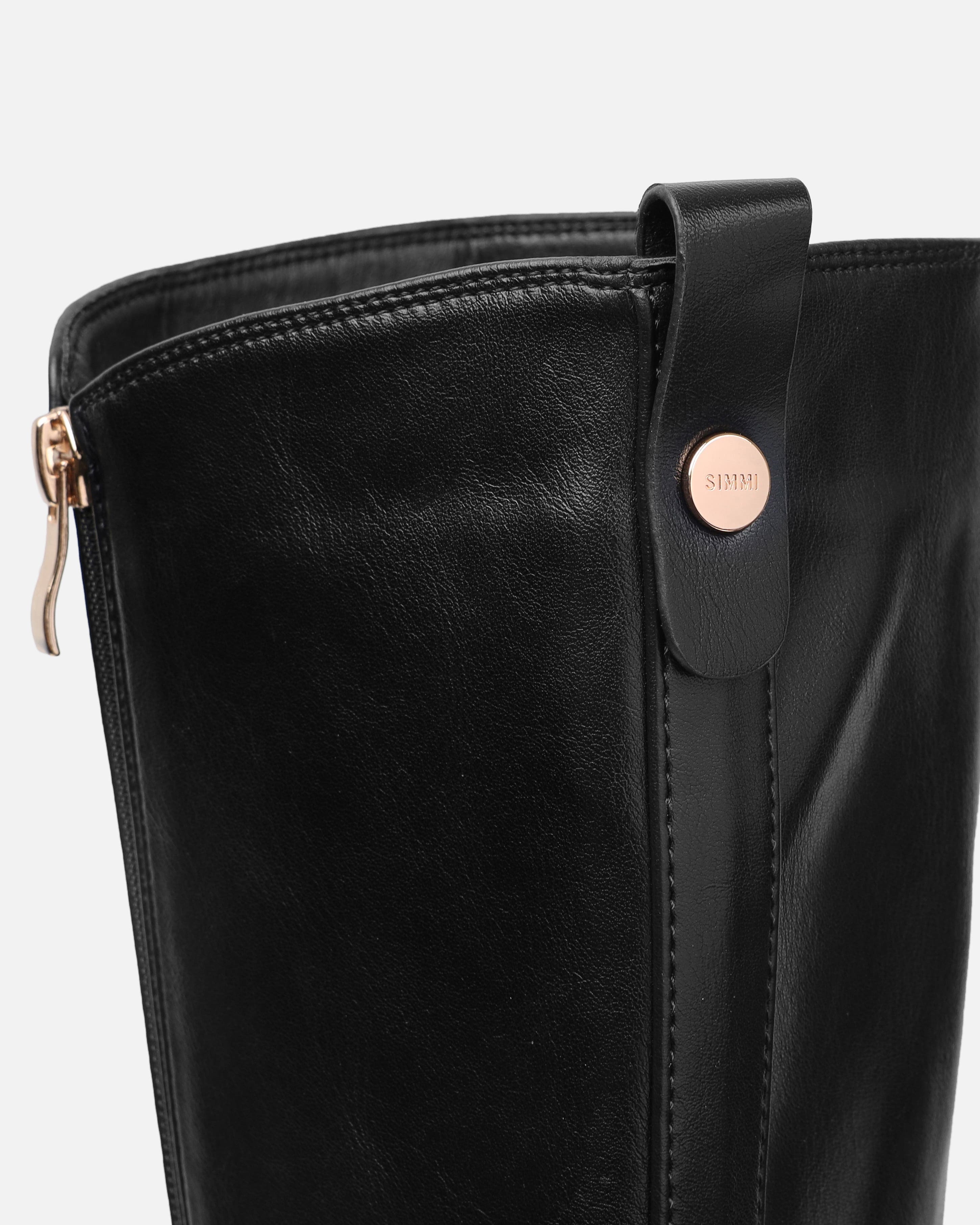 Brookes Black Knee High Chunky Boots | SIMMI London